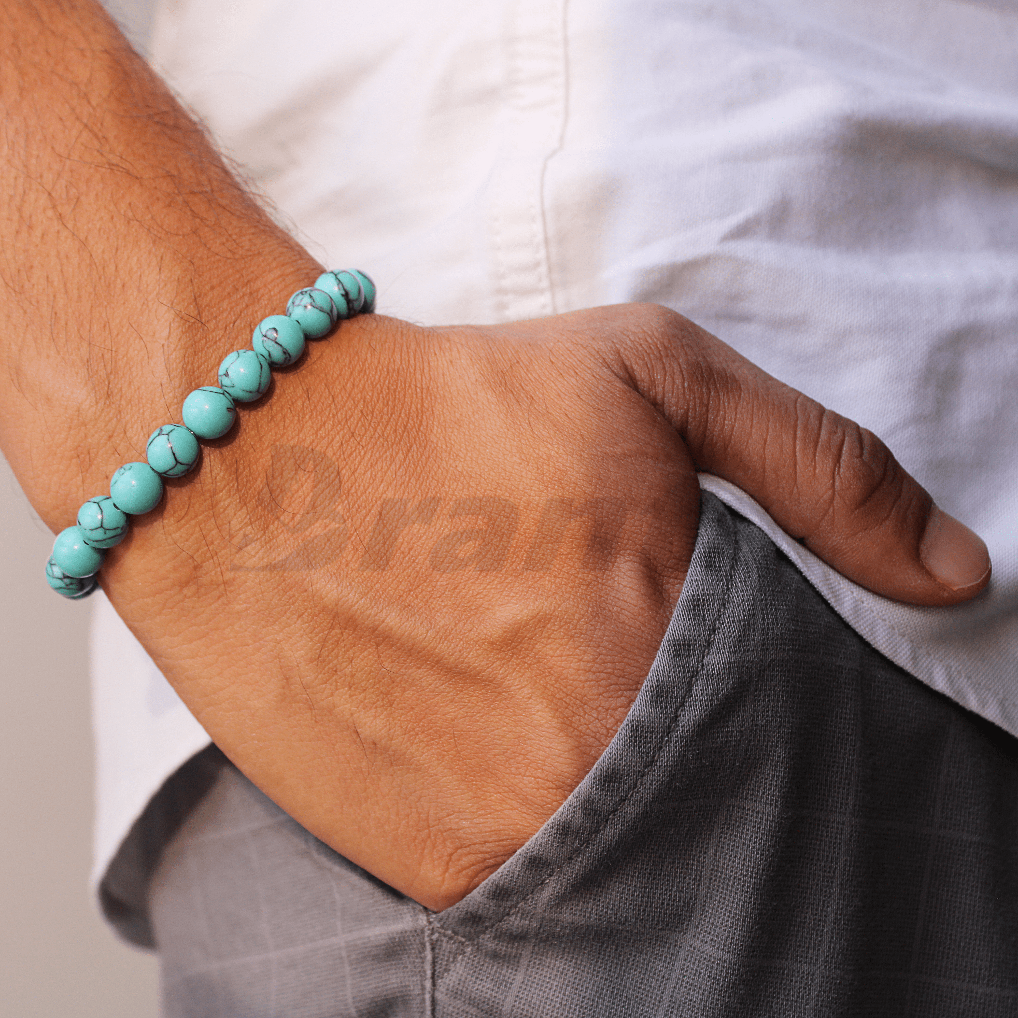 brantashop Spiritual Turquoise Blue Crystal Bracelet For Men