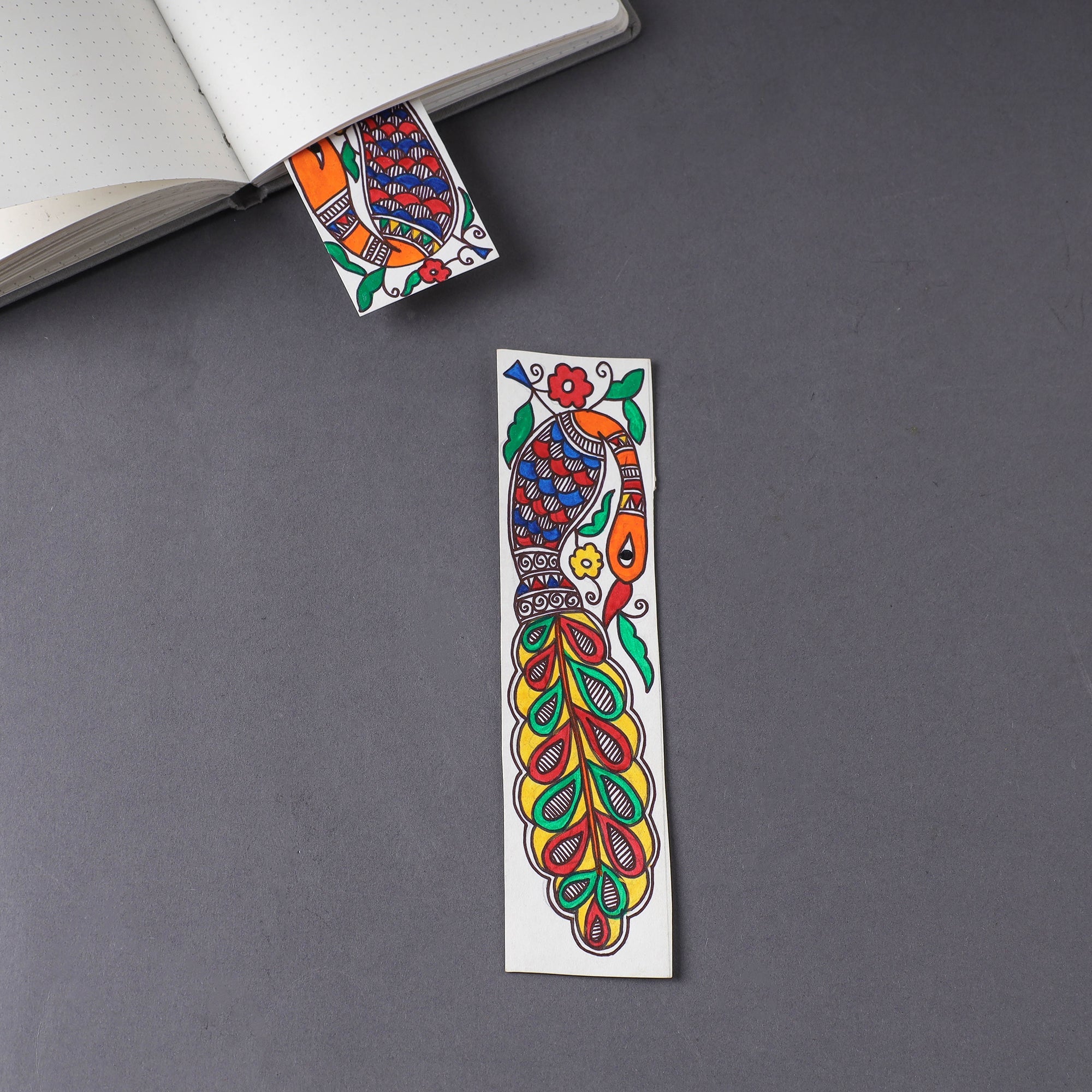 ITOKRI CRAFTS INITIATIVE Assorted - Madhubani Handpainted Bookmark (7.5 x 2 in)