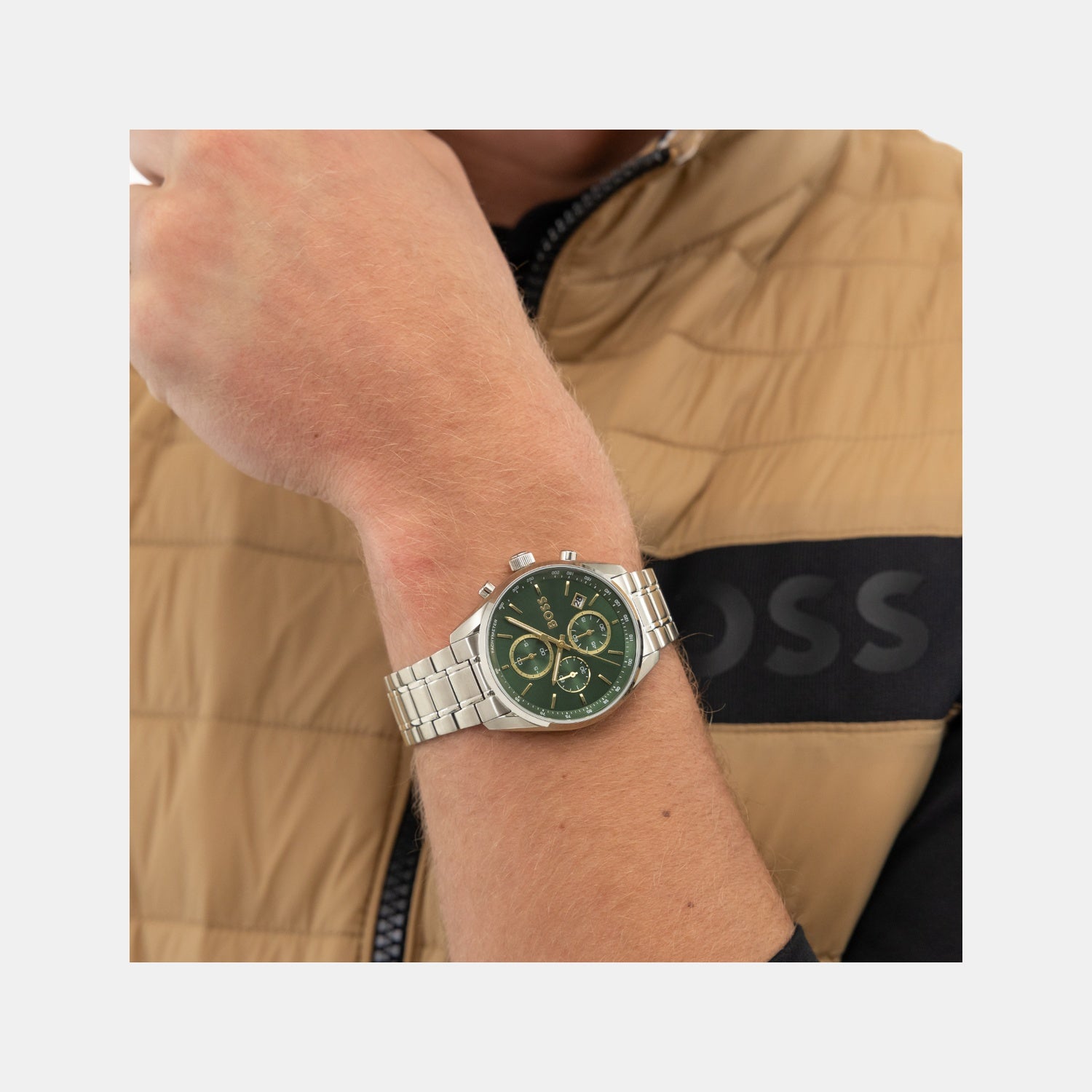 Boss Grand Prix Men Quartz Green Dial Chronograph Stainless Steel Watch 1514266 - view 5