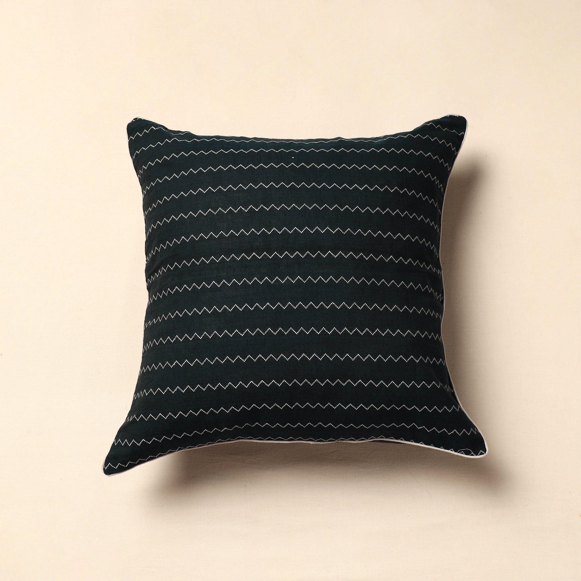 HAVELI CHRONICLES Black - Jacquard Cotton Cushion Cover (16 x 16 in)