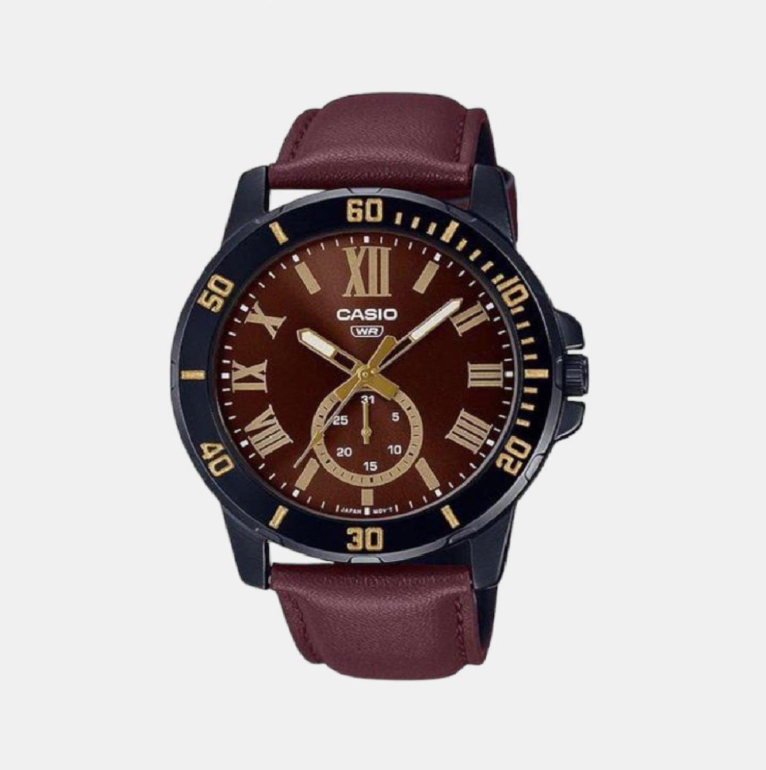 Casio Enticer Men Quartz Brown Dial Chronograph Leather Watch A2071