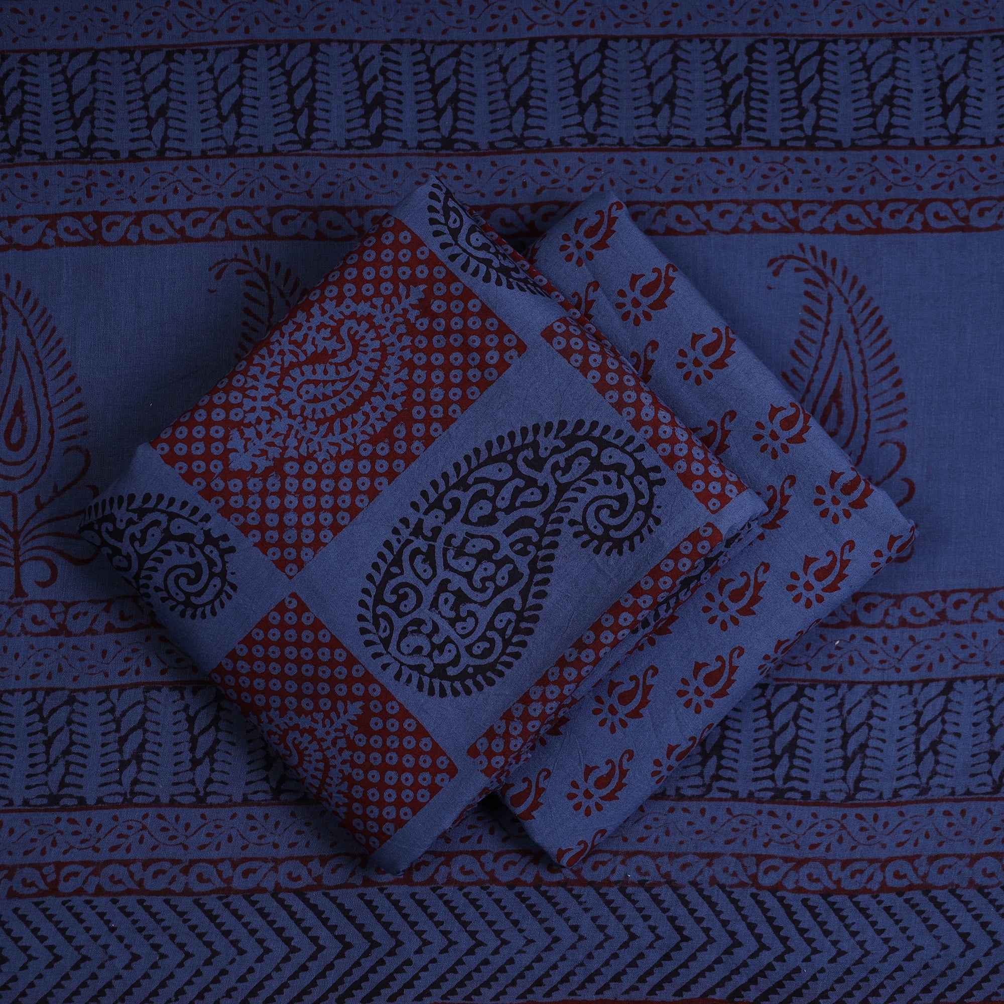 BAGH PRINTS BY YAKOOB KHATRI Blue - 3pc Natural Dyed Cotton Bagh Print Dress Material 04 - view 2