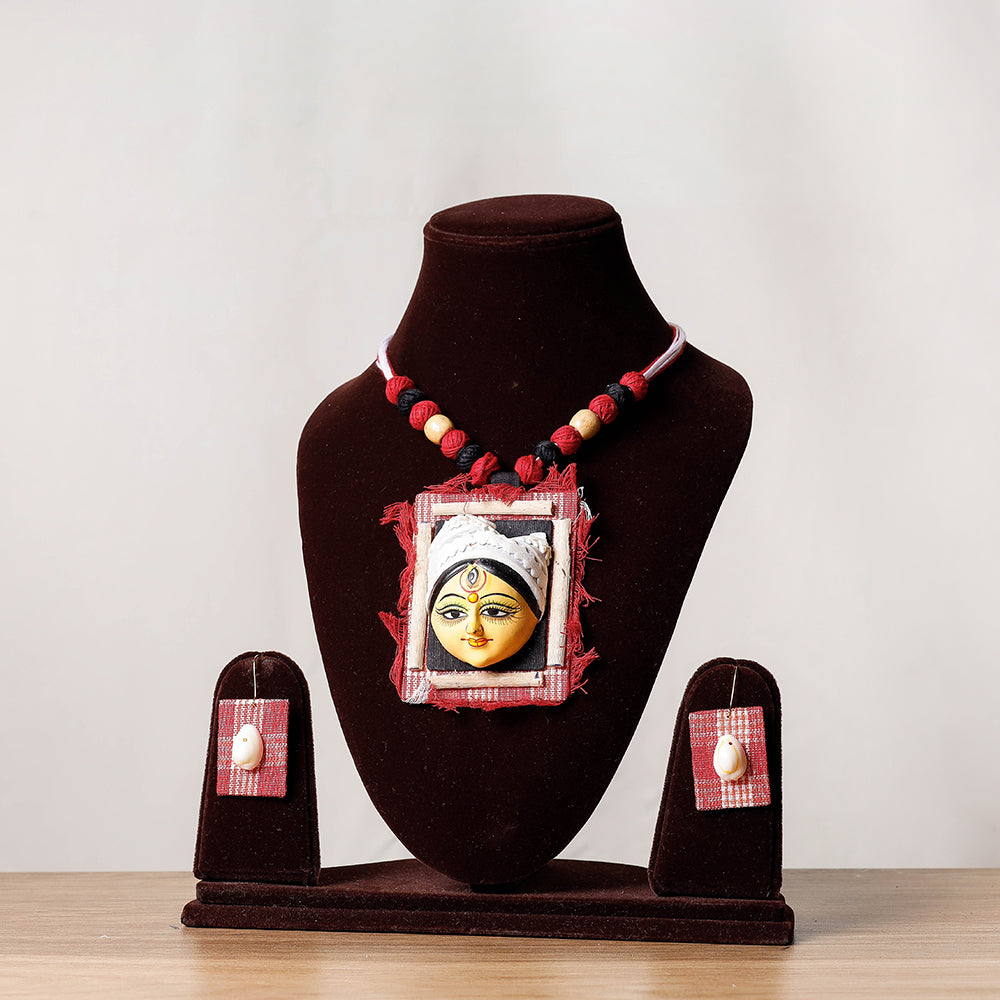 KHUSHBASH - HAPPY LOOM OF EAST Bishnupur Handpainted Terracotta Necklace Set