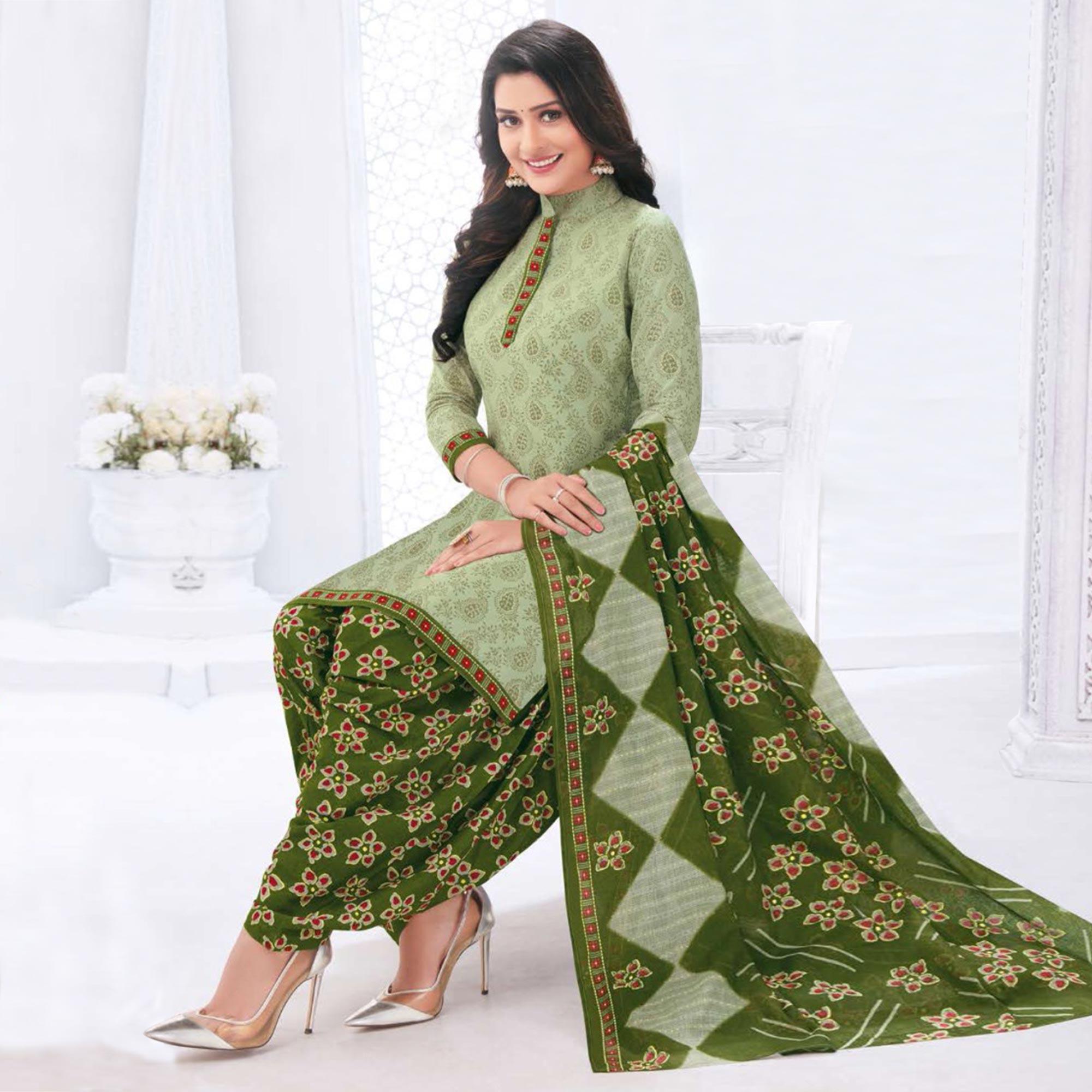 Green dresses – BlackTree green-casual-wear-printed-leon-patiala-dress-material-125864