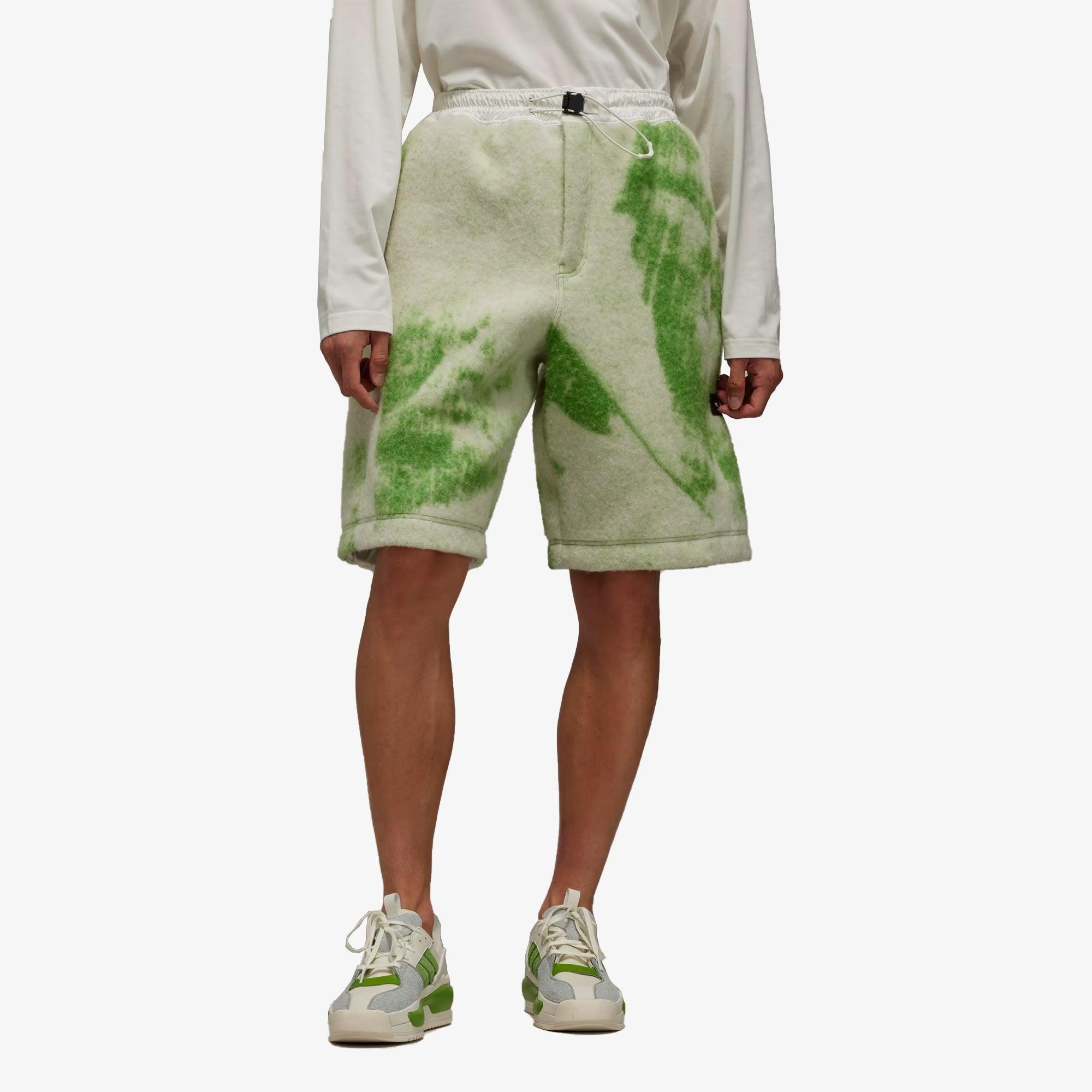 Y-3 | Fuzzy Fleece Shorts { Off White/team Rave Green - view 6