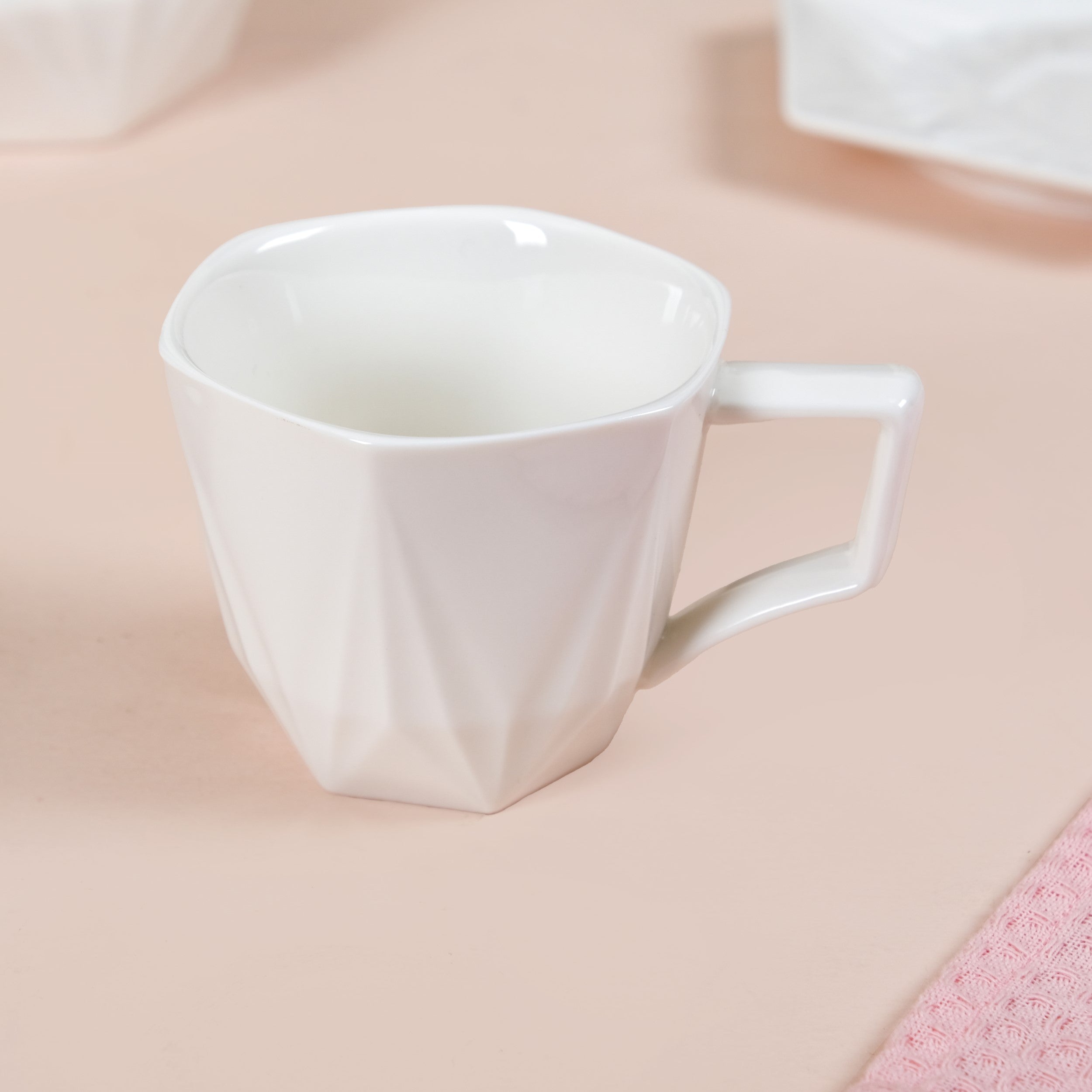 Nestasia Hexagonal Minimalist White Tea Set With Wooden Stand - view 7
