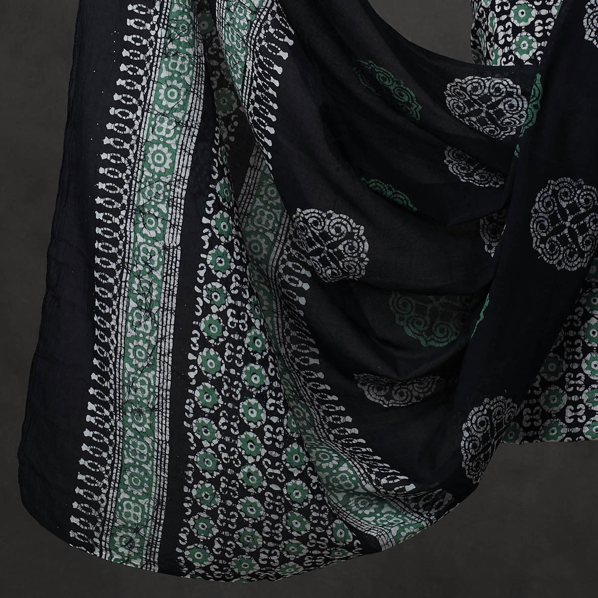 KACHCHH JI CHHAAP Black - 3pc Cotton Kutch Batik Print Dress Material - view 4