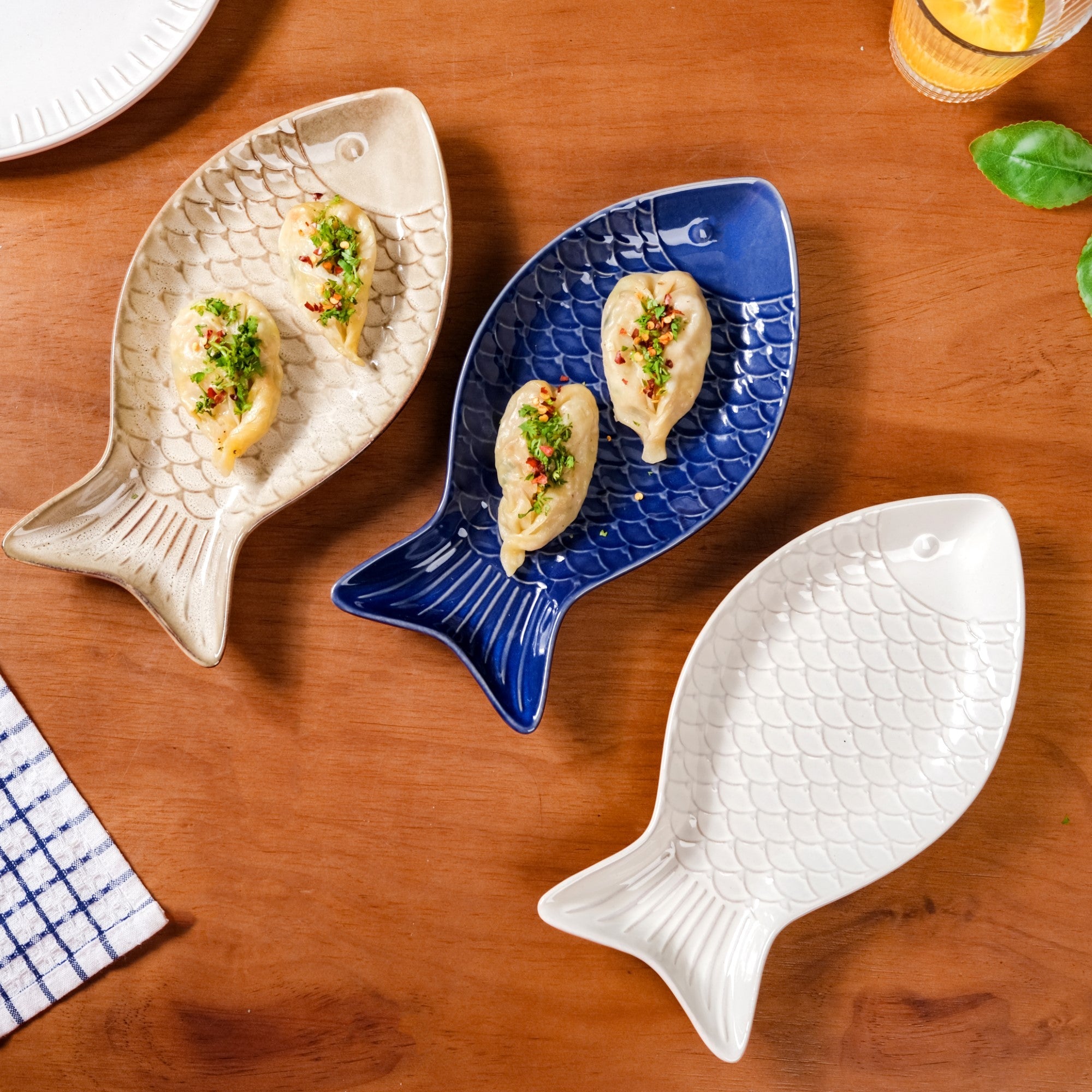 Nestasia Fish Ceramic Platter Set Of 3