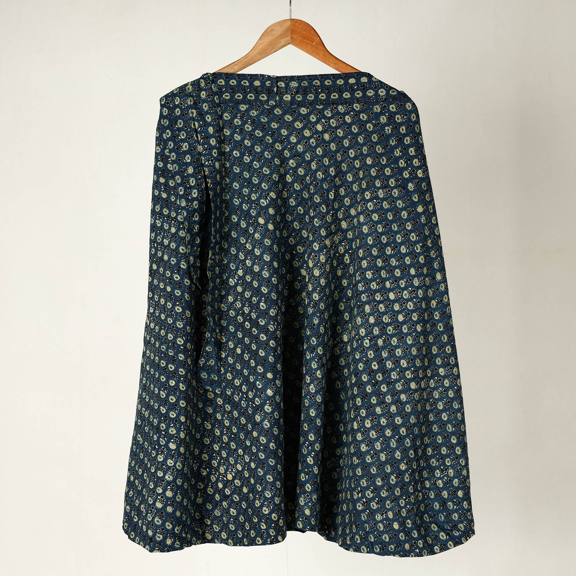 NOORI BAZAR Blue - Ajrakh Block Printed Cotton Wrap Around Skirt