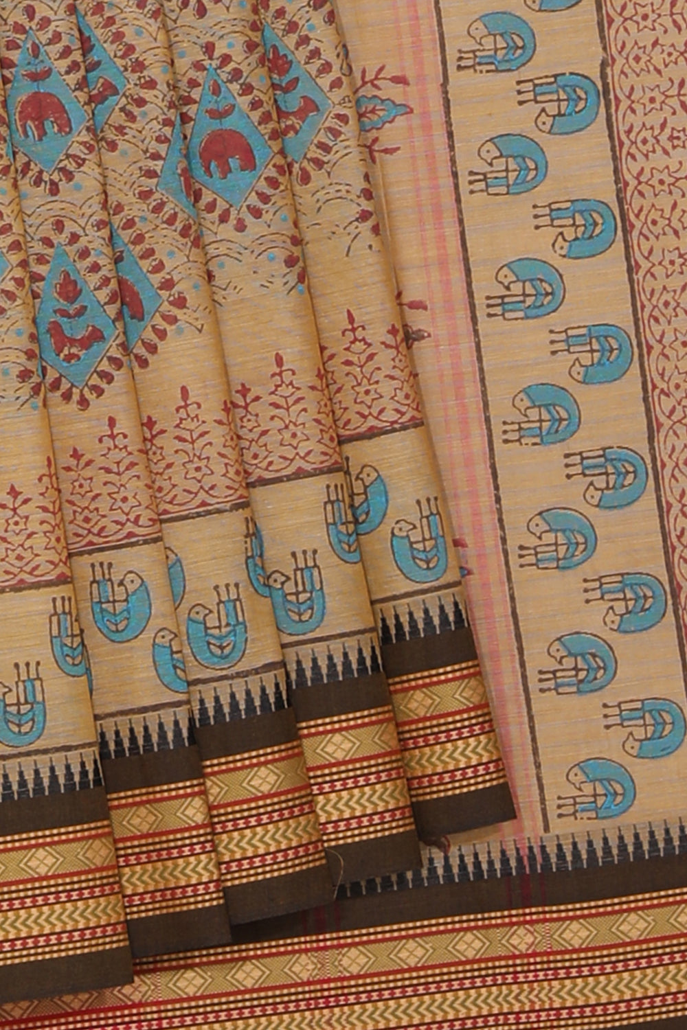 Kalanjali Ethnics Hand block printed cotton saree