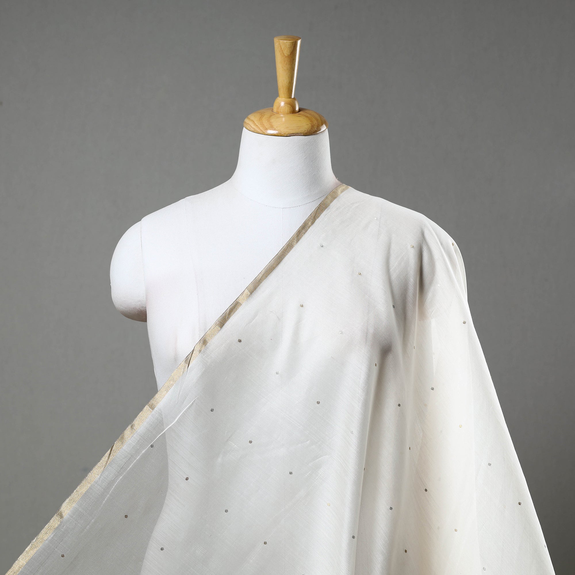 CHANDERI BY RAUPH KHAN Yellow - Traditional Handloom Chanderi Silk Cotton Fabric 02