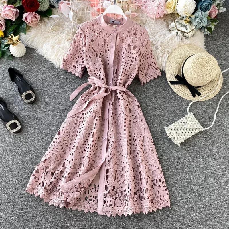 Alamode By Akanksha Caline Vintage Dress – Peach