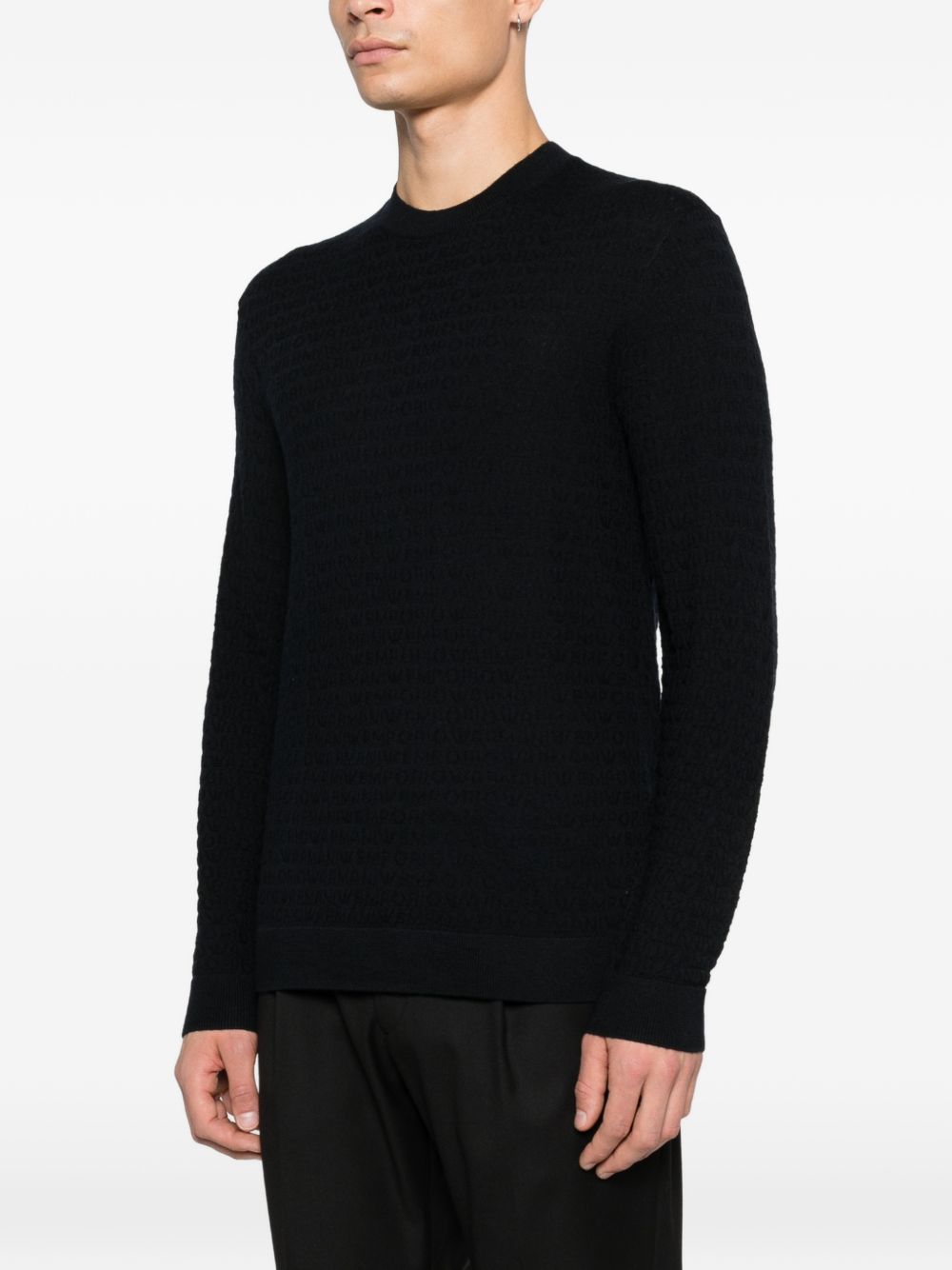 Emporio Armani Wool crewneck sweater – 100% Virgin Wool - view 3