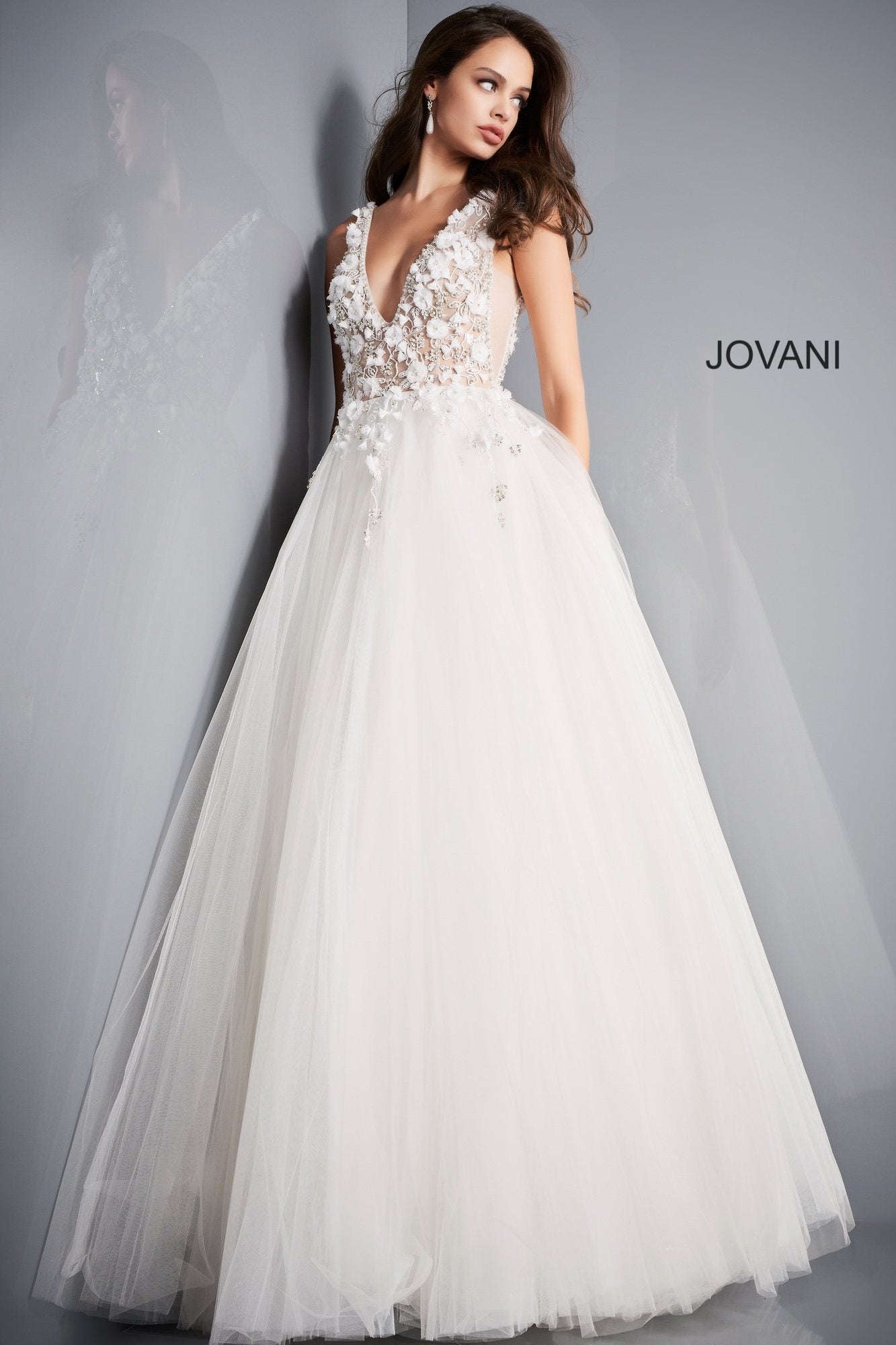 Tulle Sleeveless A-line Gown by Jovani 3110 - view 5