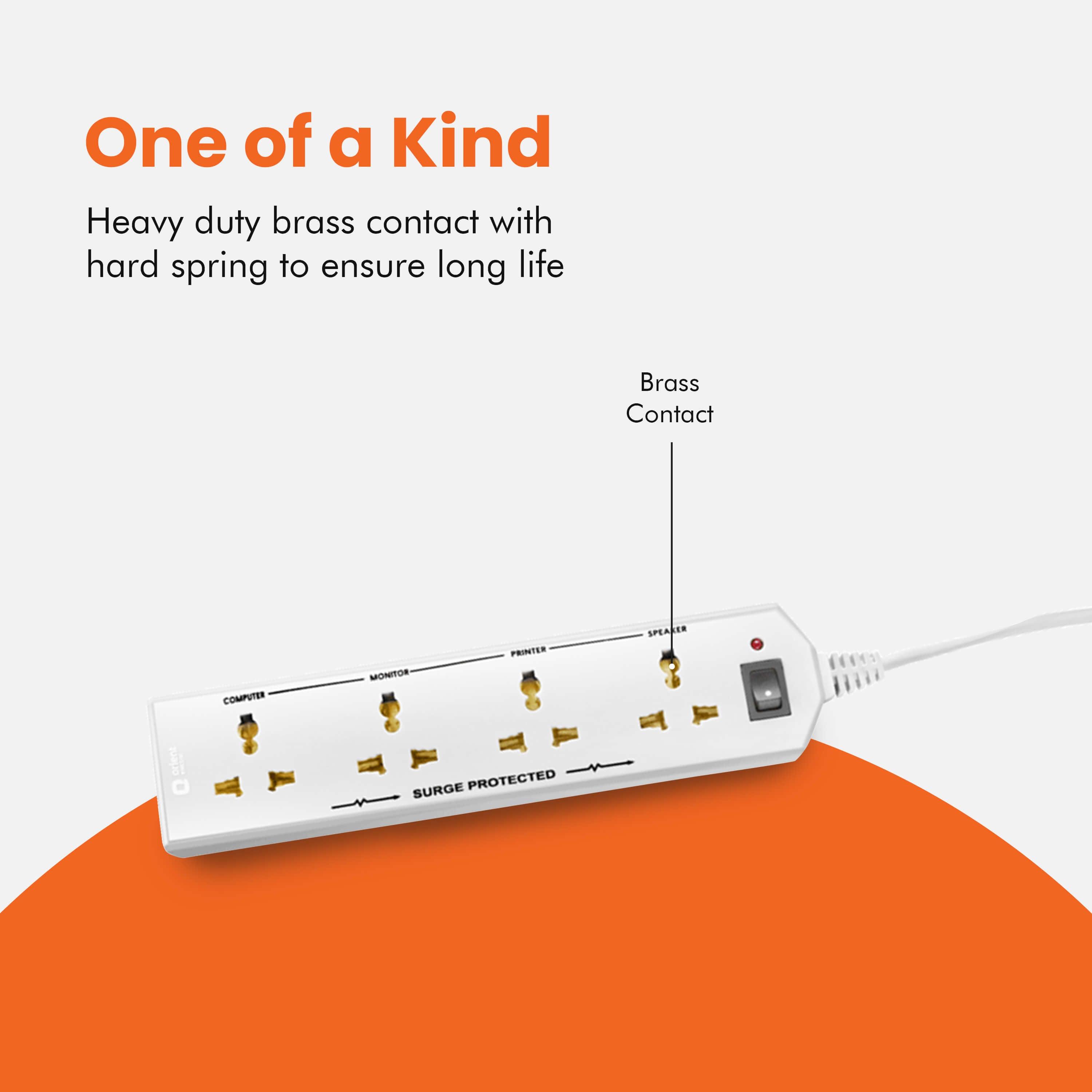 orientelectric 4 Socket Extension Board with 2 Metre Wire (White) - view 2