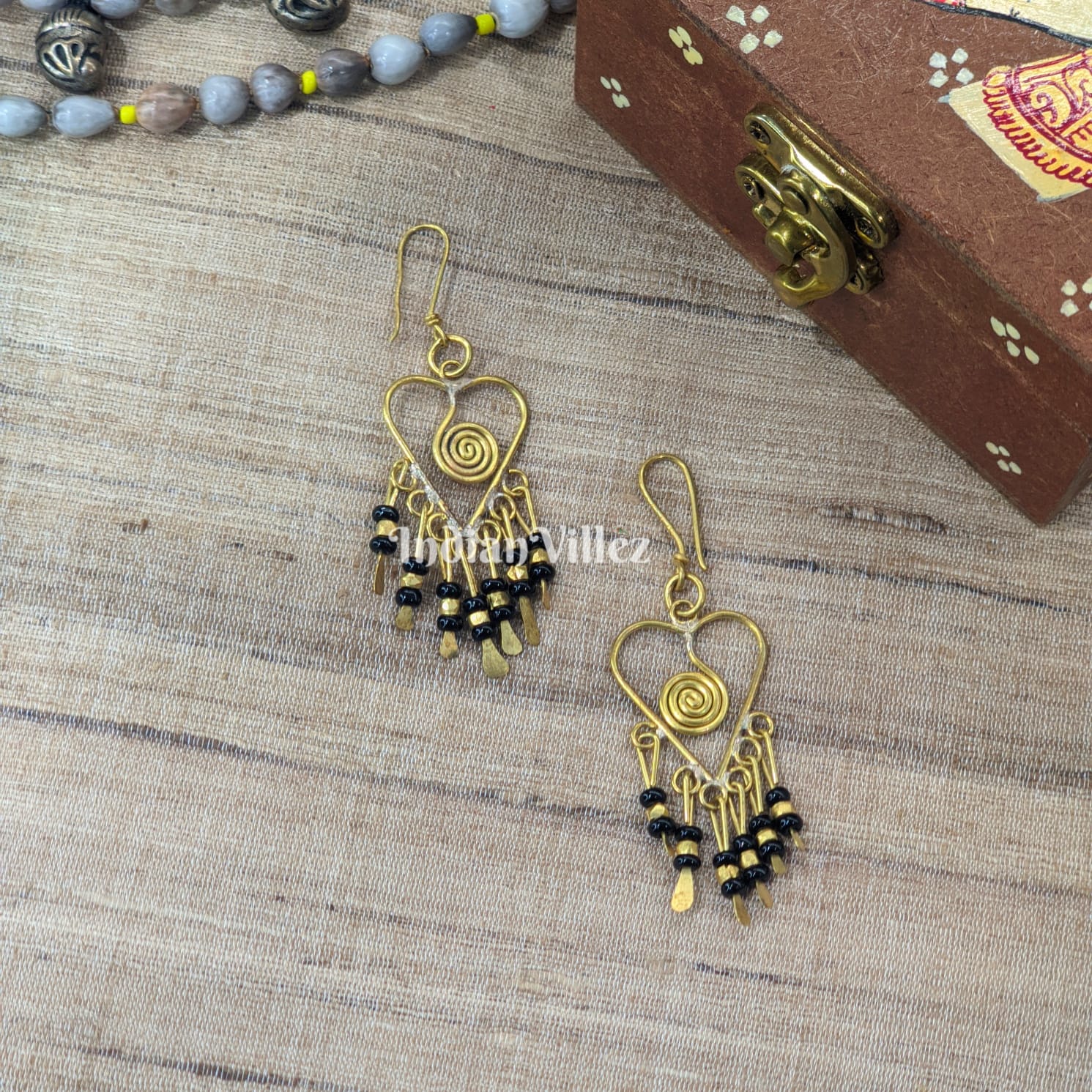 IndianVillèz Handmade Dhokra Tribal Jhumka Earrings