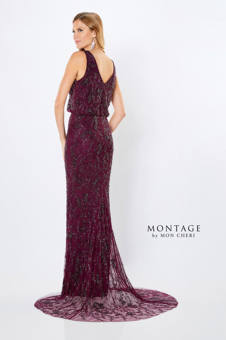 Montage 221966 Long Beaded Blouson Formal Dress - view 2