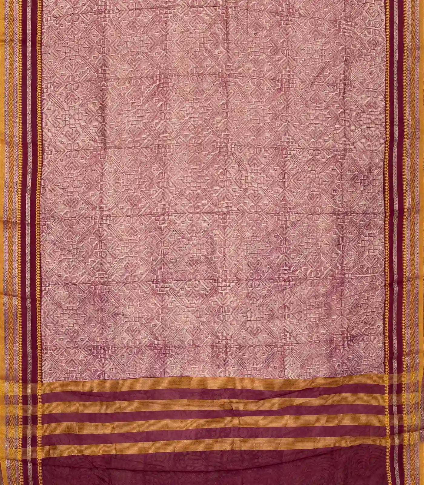 RmKV Dusty Pink Handloom Chanderi Cotton Saree With Printed Floral Motif - view 2