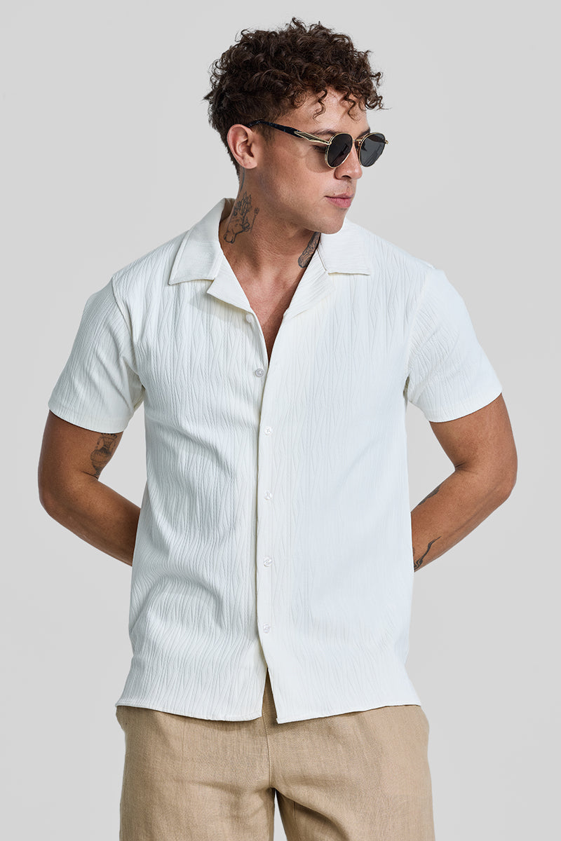 SNITCH White Cuban Textured Shirt
