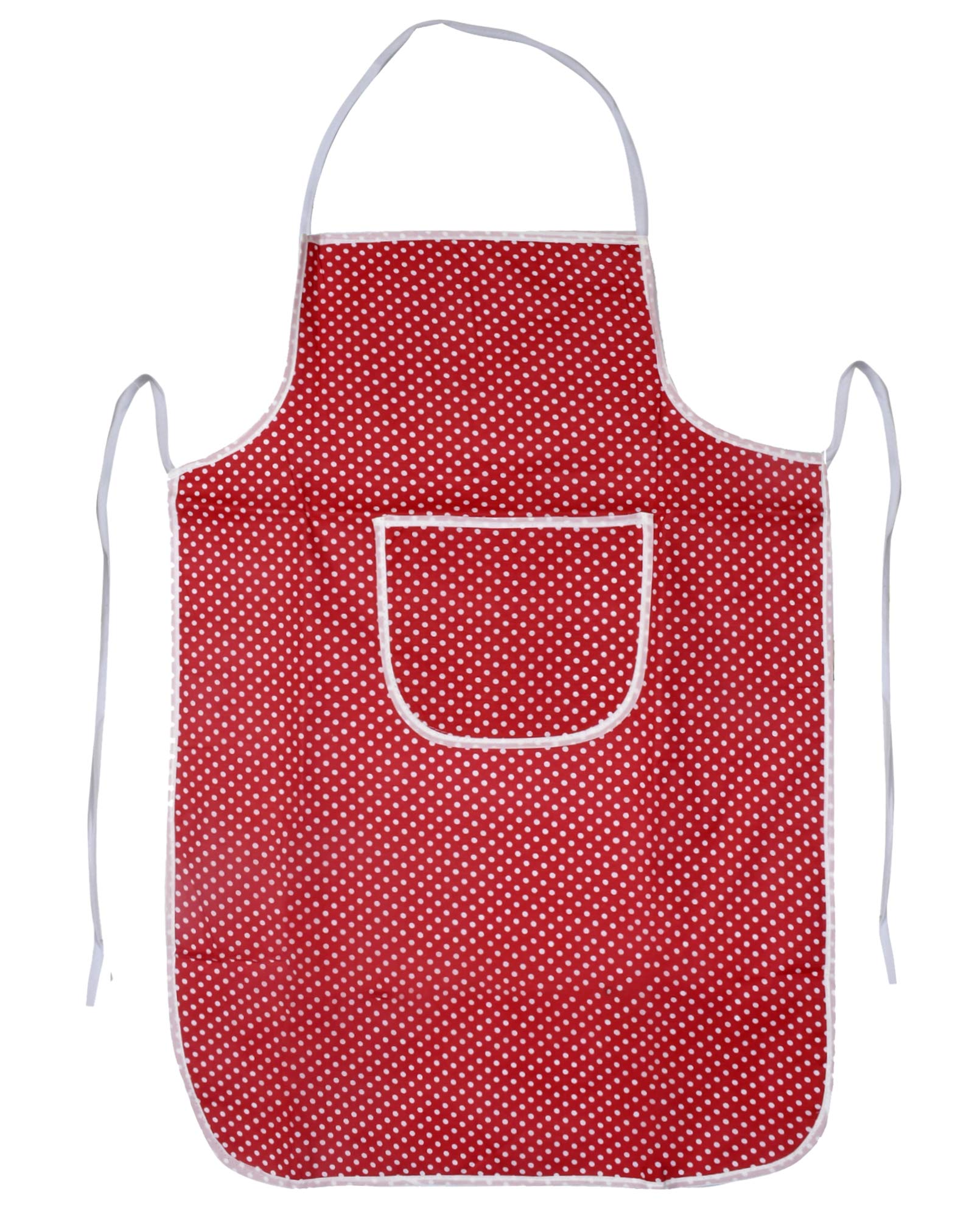 Kuber Industries Polka Dots Bib Apron,Water Oil Cotton Resistant Chef Cooking Kitchen Apron with Pockets for Men Women (Set of 2,Maroon & Peach)-KUBMA - view 2