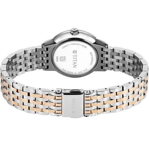 Titan Glamour Quartz Analog Mother Of Pearl Dial Two Toned Stainless Steel Strap Watch For Women 30.5mm 95316KM01 - view 5