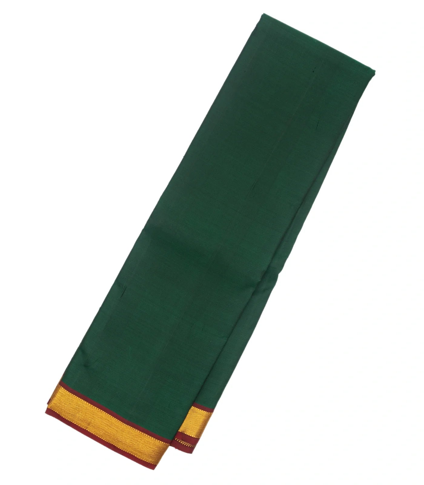 RmKV Bottle Green Handloom Kanchipuram Silk Saree With Maroon Border