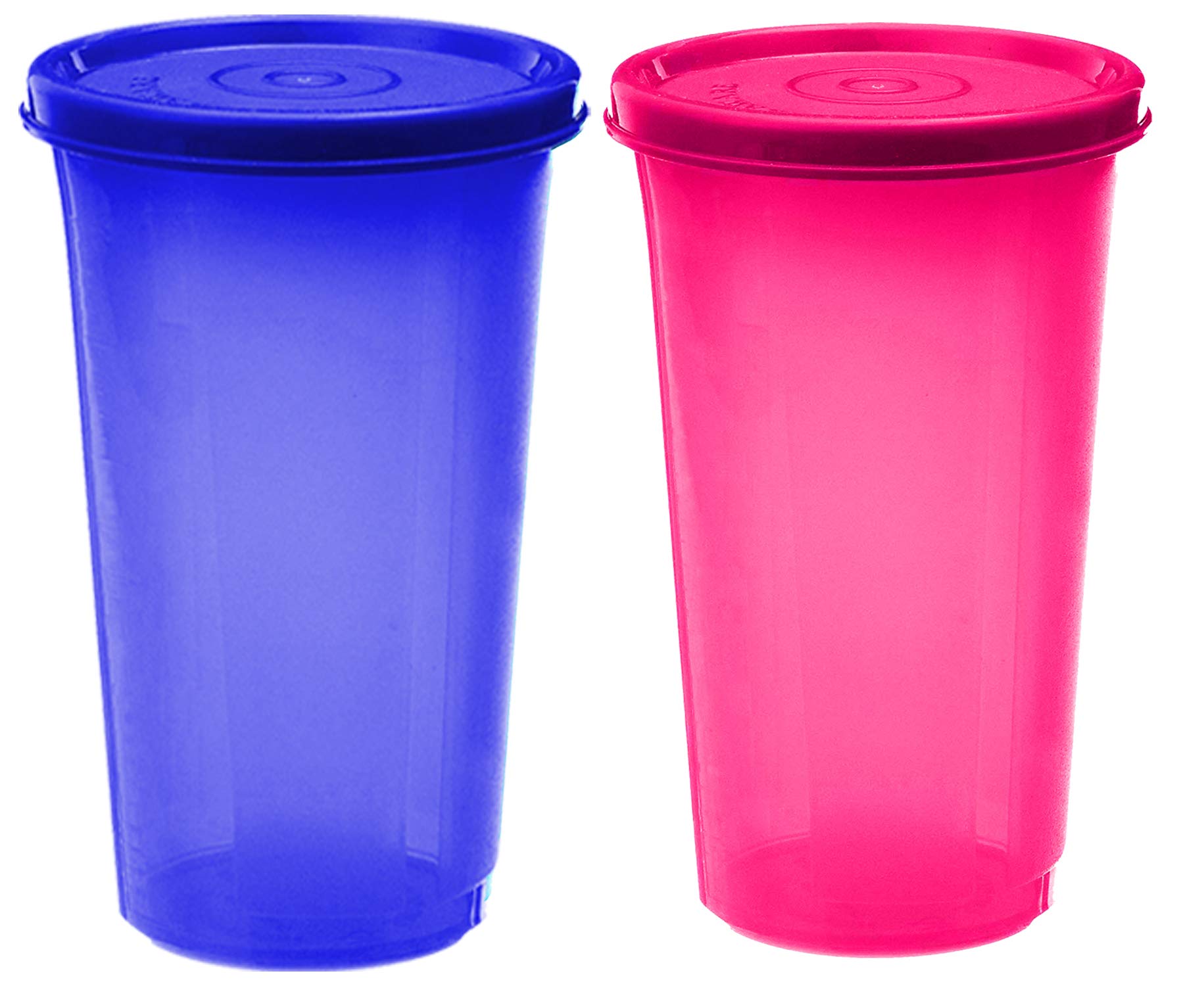 Kuber Industries Virgin Plastic Big Everday Big Glass 2 Piece Tumbler/airtight Container Leakproof Storage with Lid 500ml (Multi) CTKTC34151