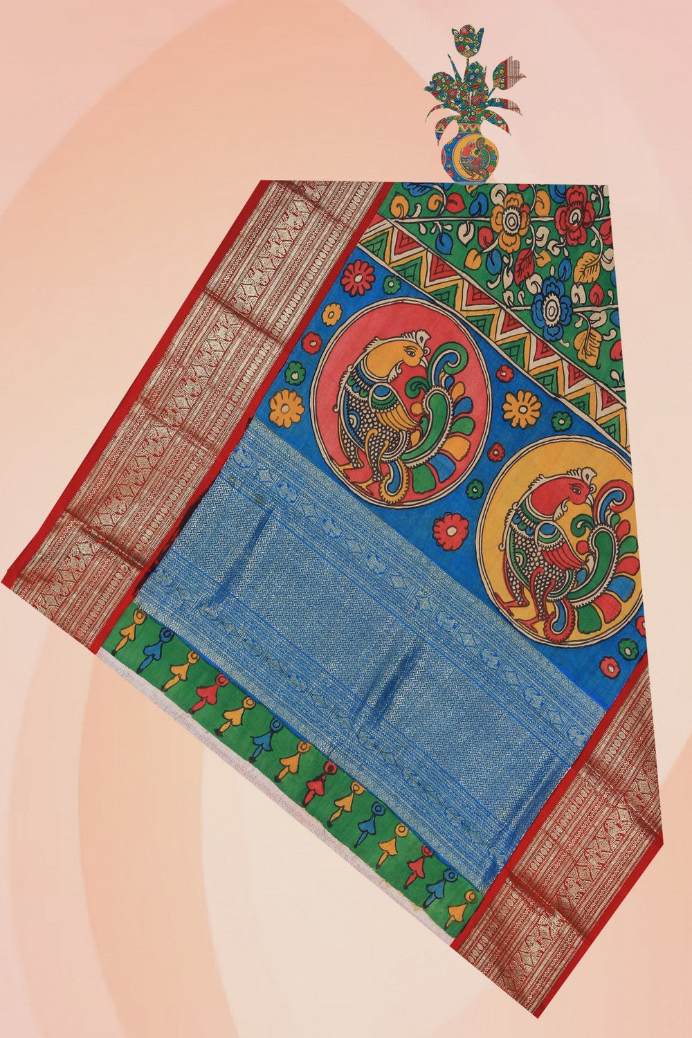 Kalanjali Kanchi Silk Kalamkari Dupatta