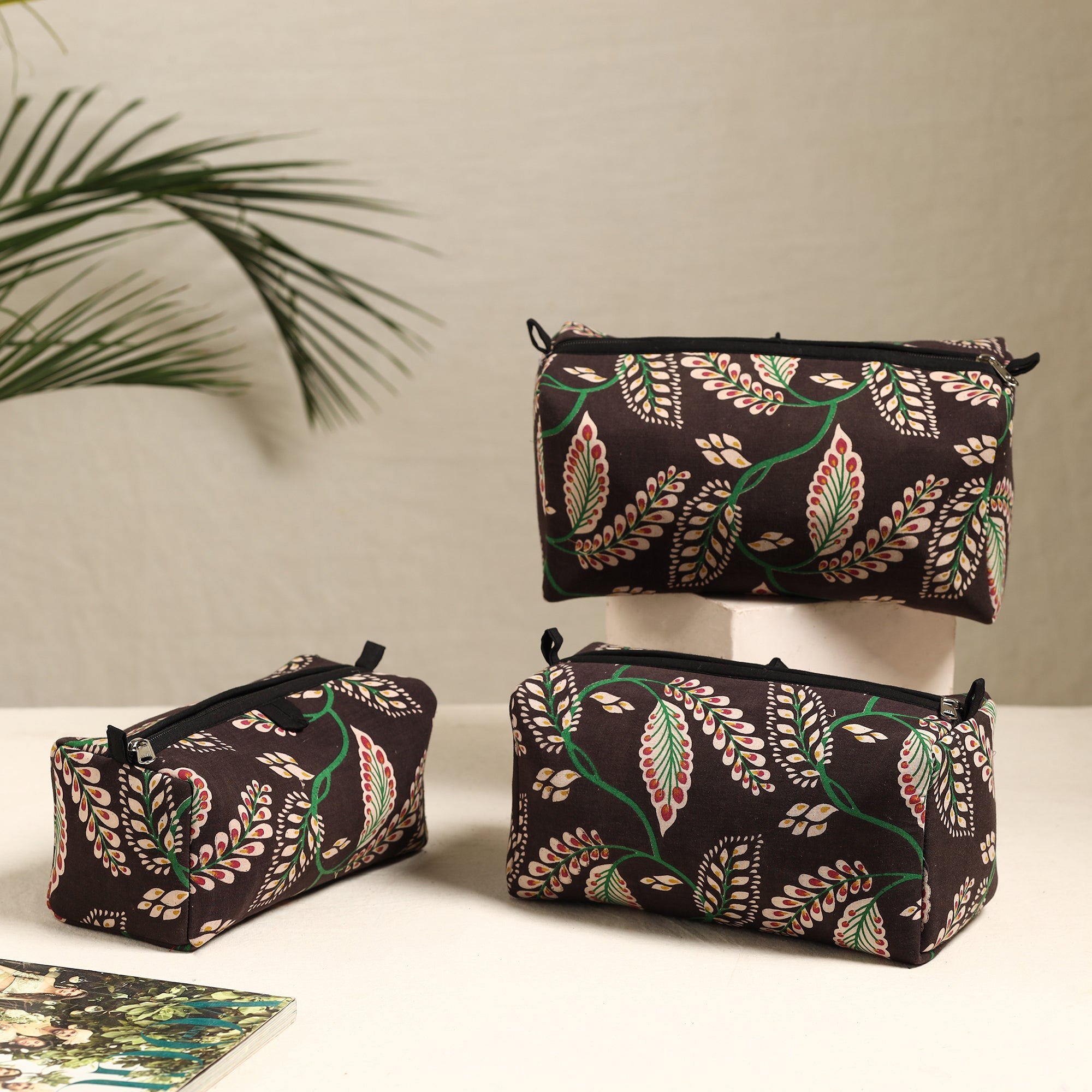 ITOKRI CRAFTS INITIATIVE Brown - Handmade Cotton Toiletry Bags (Set of 3) 127