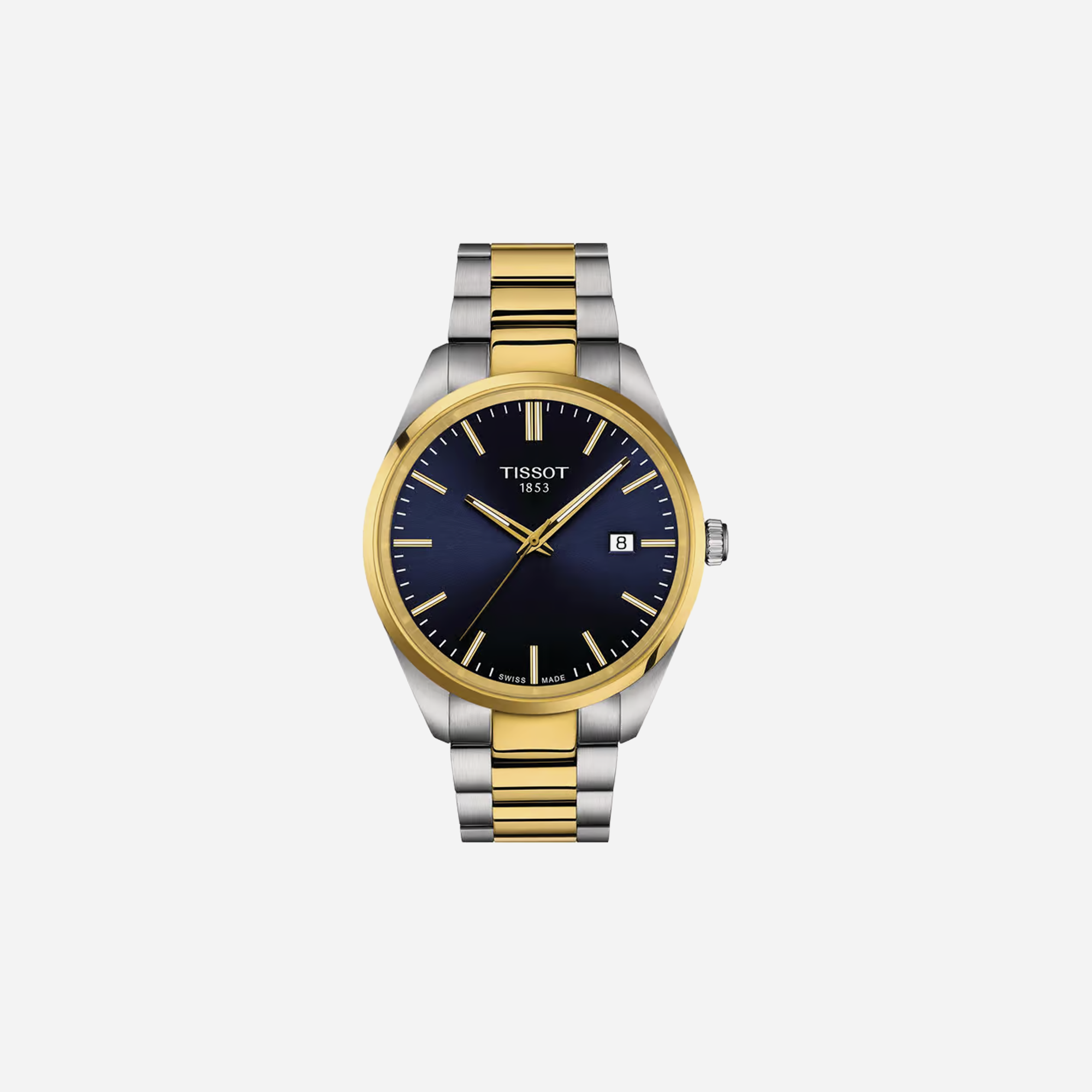 Tissot PR 100 Quartz Blue Dial 40mm Two-Tone Yellow Gold PVD Stainless Steel Bracelet Watch
