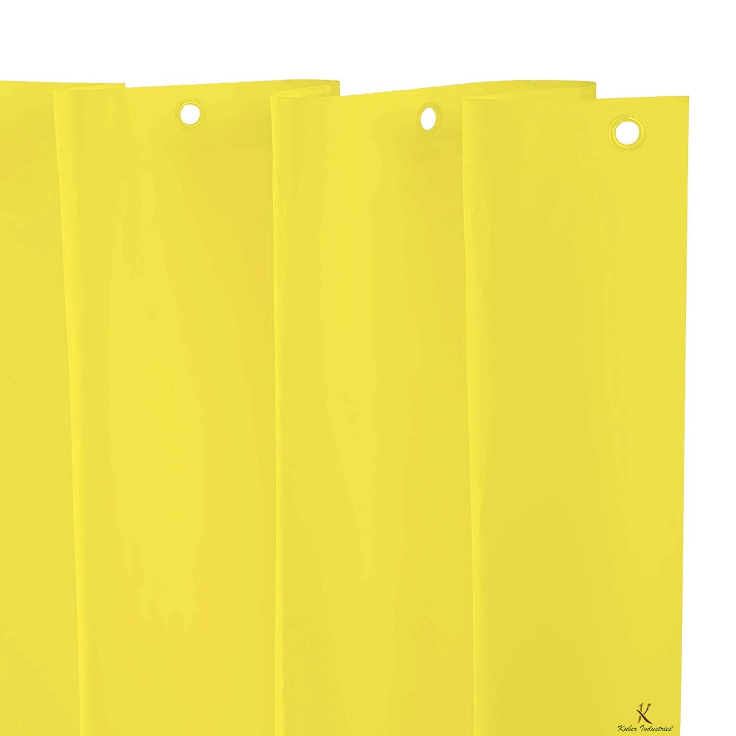 Kuber Industries Peva Polyvinyl Chloride Heavy Duty Plastic Shower Curtain with Hooks KUBMART11532, 70x80 Inches (Yellow) - view 2