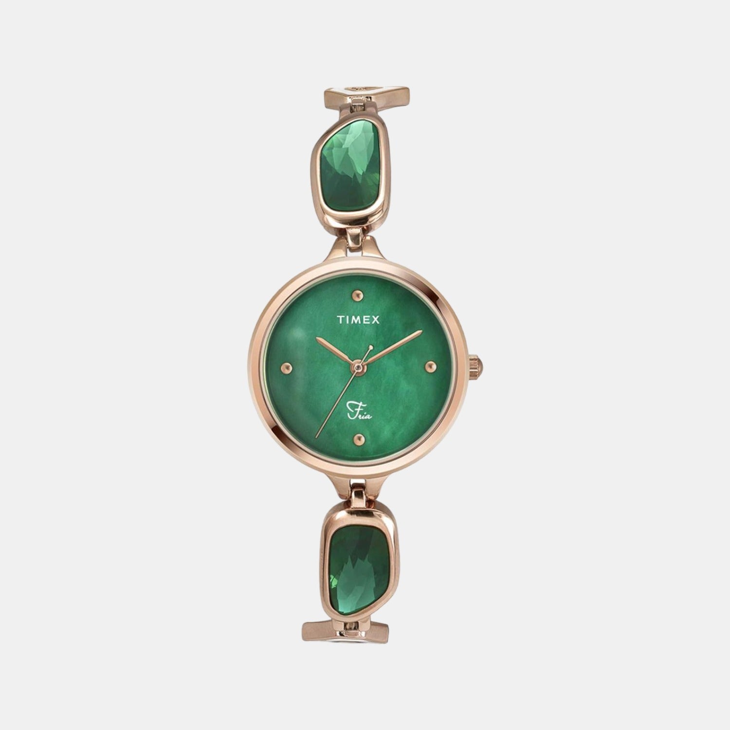 Timex Fria Women Quartz Green Dial Analog Stainless Steel Watch TWEL15903