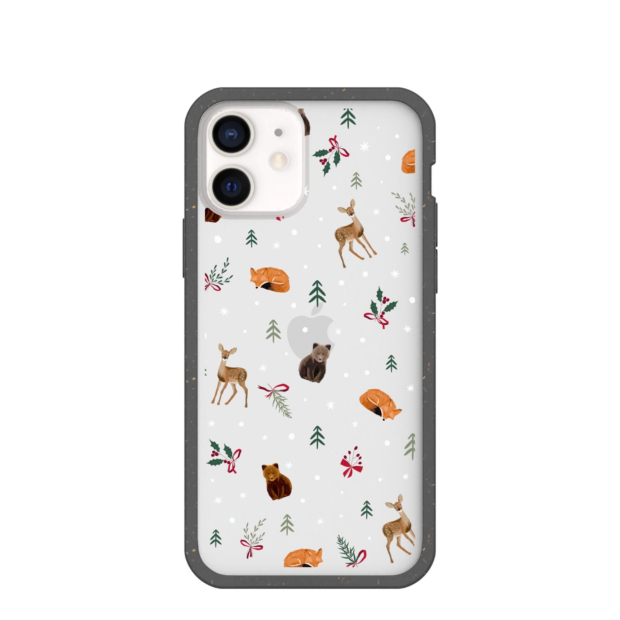 BlackTree Clear Winter Woodland iPhone 12/ iPhone 12 Pro Case With Black Ridge