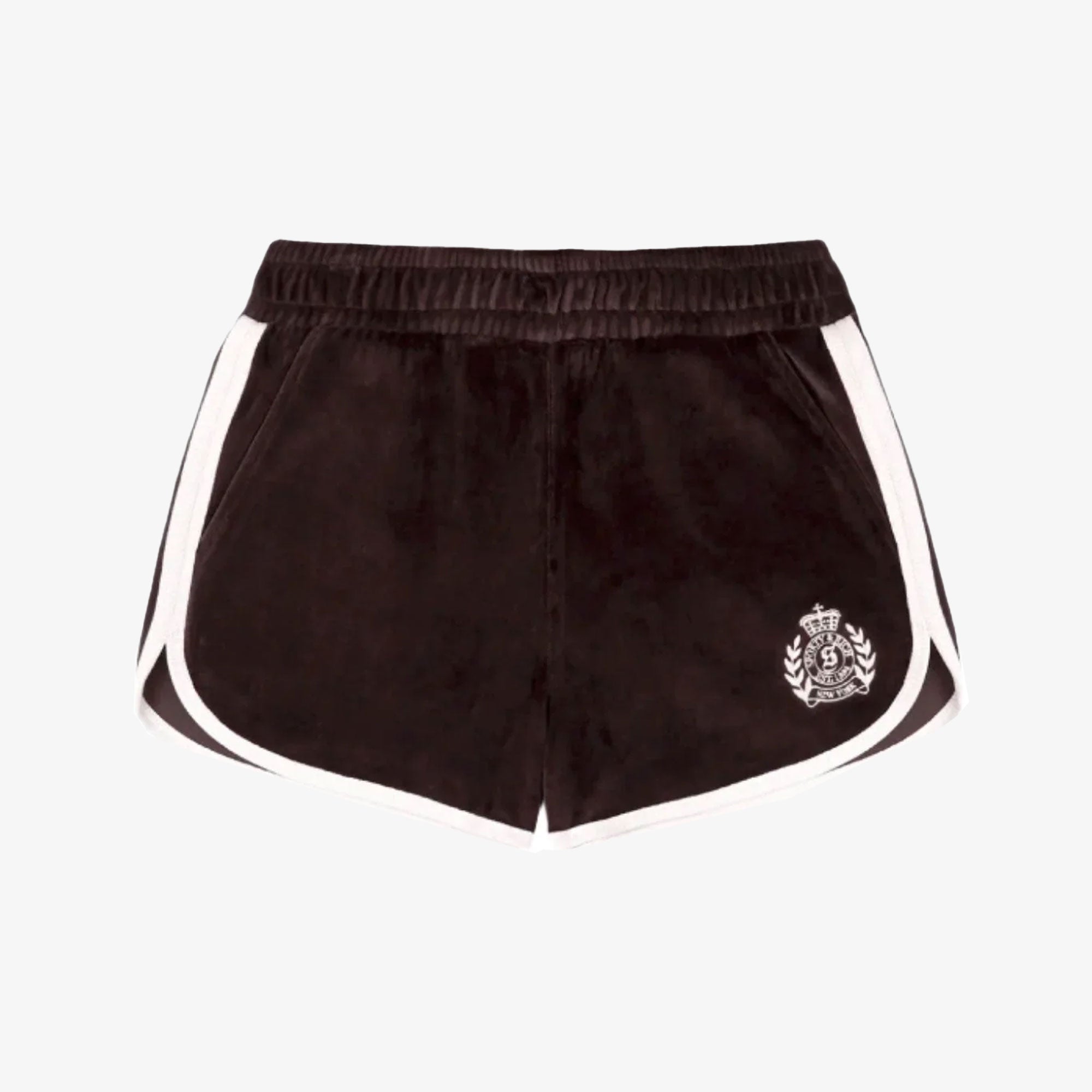 Sporty & Rich | Ny Crest Velour Short { Brown