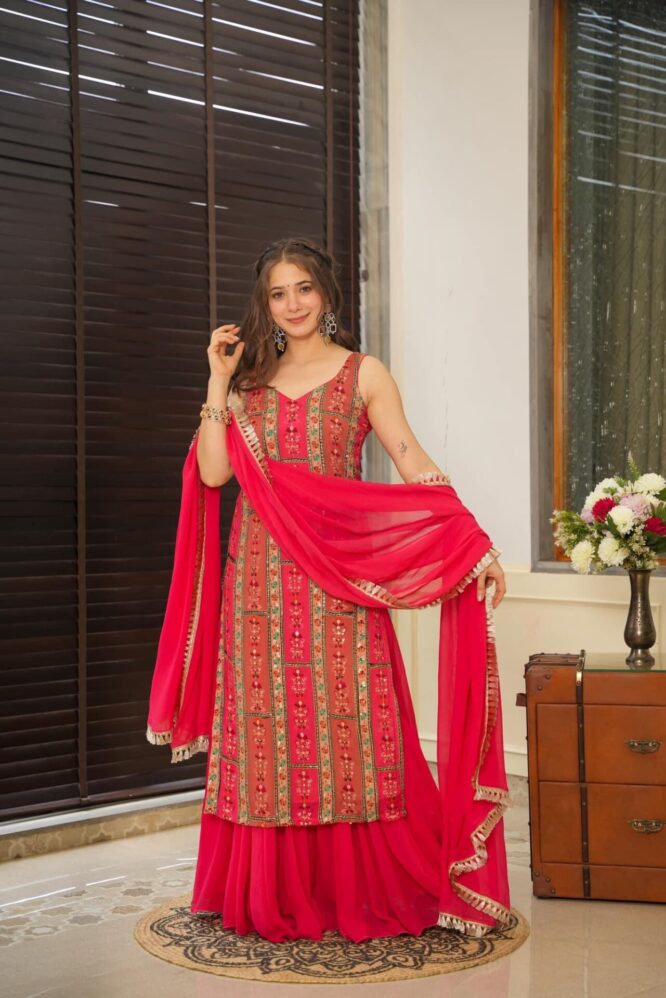 Idaho-o Chitra bright kurta-palazzo set - view 4