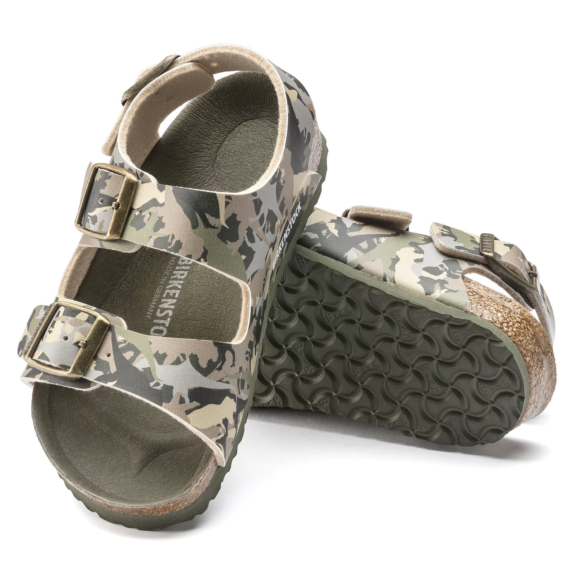 Birkenstock Milano Kids Birko-Flor – Green Green/Dino Camo Khaki