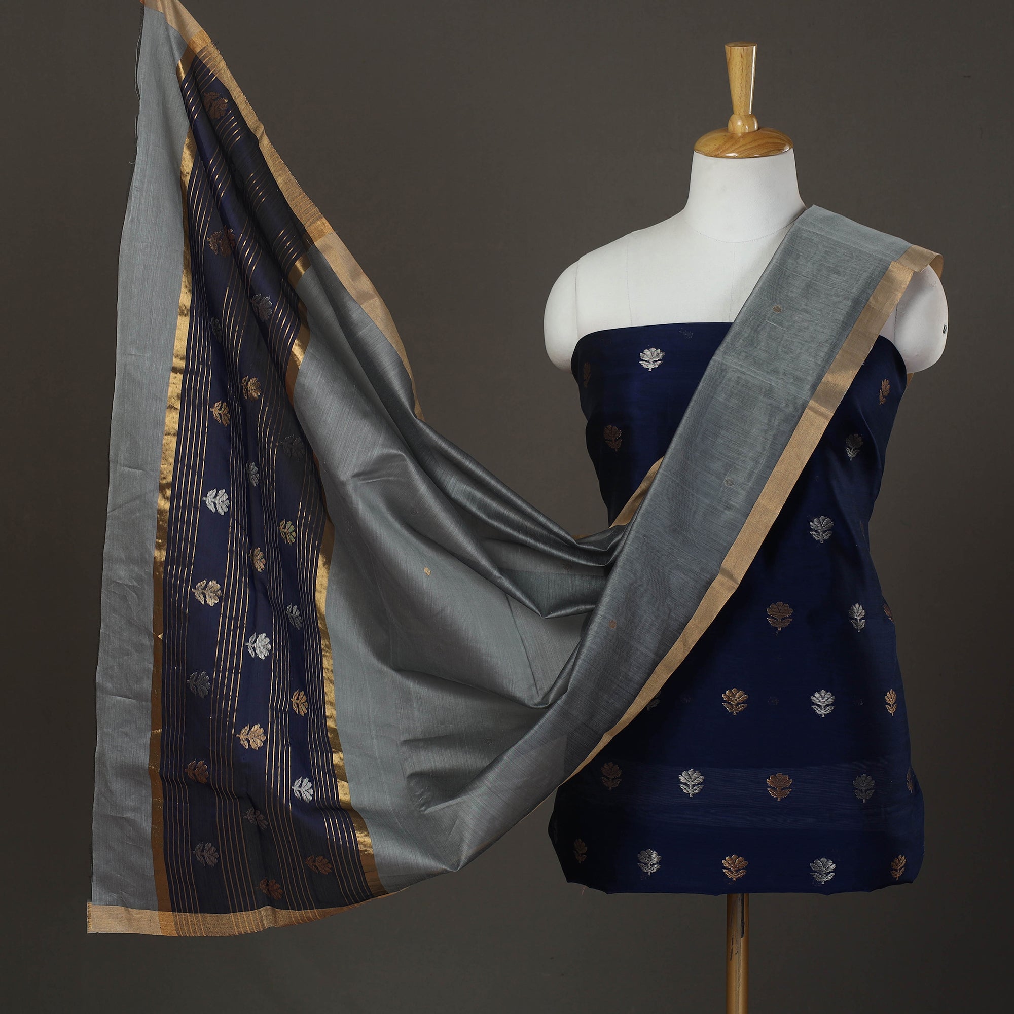 CHANDERI BY RAUPH KHAN 2pc Zari Buti Handloom Chanderi Silk Dress Material 20