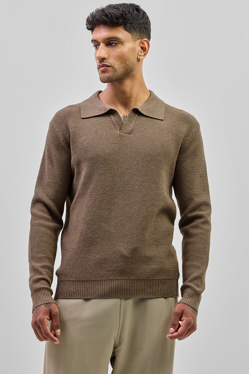 SNITCH Brown Knitted Polo Sweater - view 6