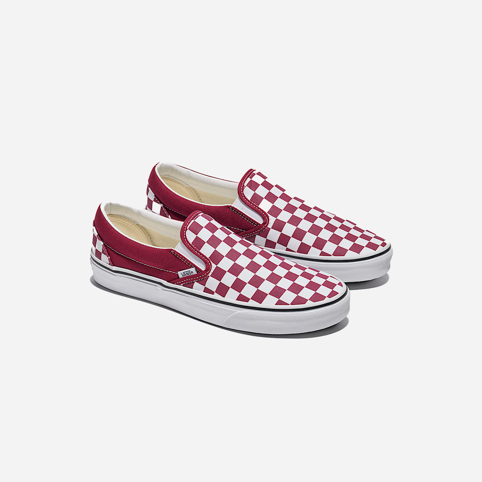 Vans Classic Slip-On Checkerboard Shoe Rhododendron Red / White - view 2