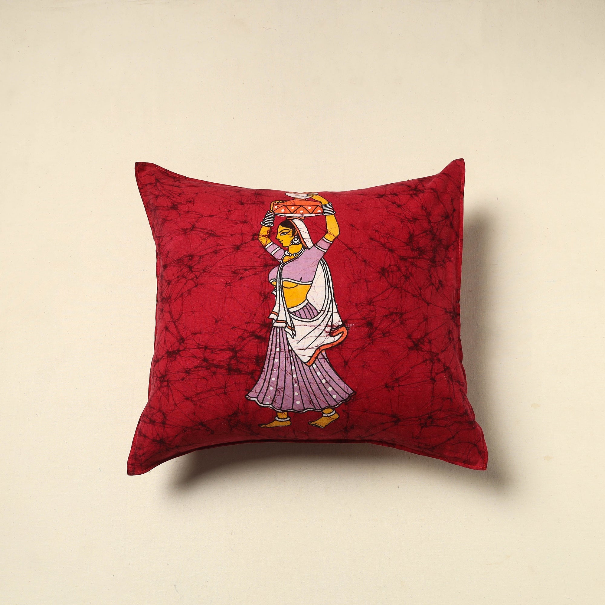 KACHCHH JI CHHAAP Pure Cotton Hand Batik Cushion Cover (18 x 18 in) 77