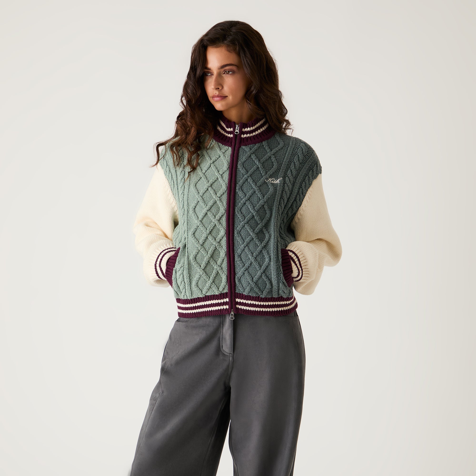 Kith Women Wyler Blocked Full Zip Sweater - Virtue - view 2
