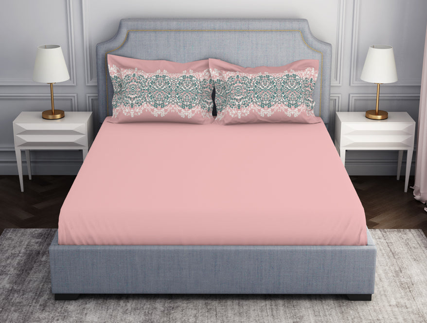 Spaces India Ornamenta Ornate Mineral Blue 100% Cotton King Size Bedsheet - Essentials by Spaces