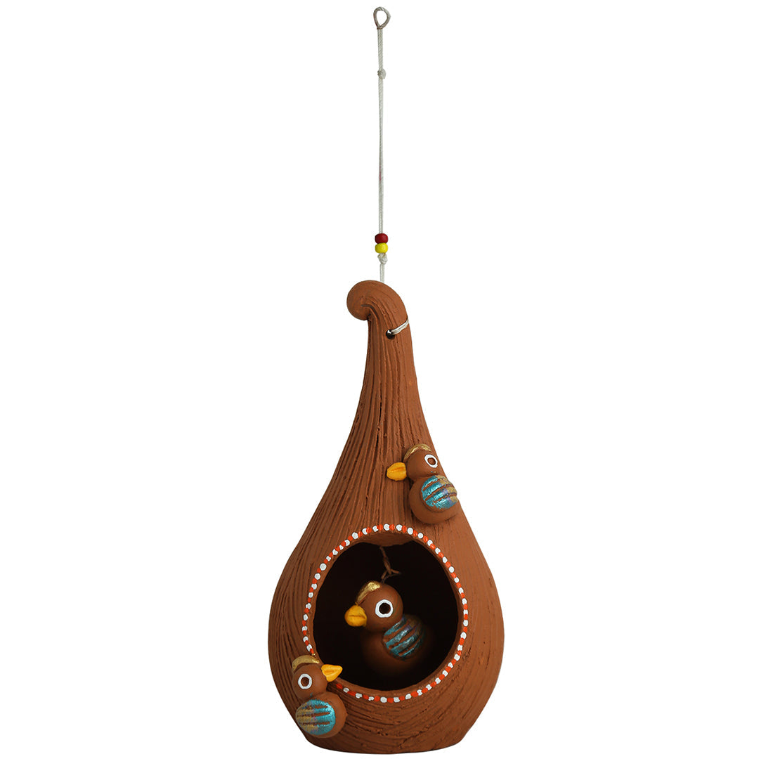 EXCLUSIVELANE 'Cuckoo in a Nest' Handpainted Garden Decorative Terracotta Bird House - view 2