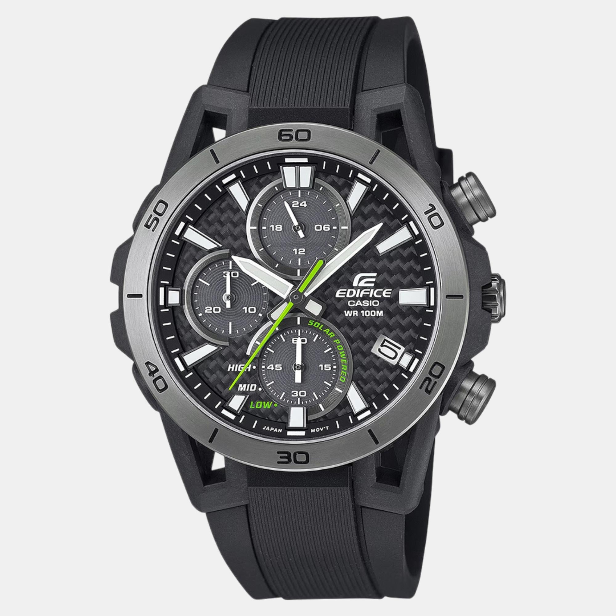 Casio Edifice Men Quartz Black Dial Chronograph Resin Watch ED630