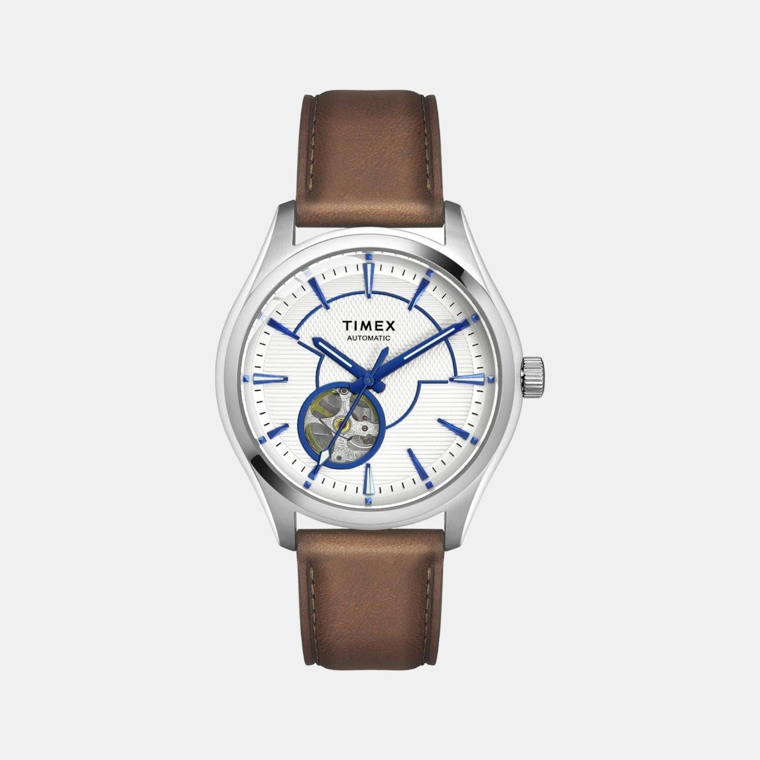Timex E Class Men Quartz Silver Dial Analog Leather Watch TWEG21001