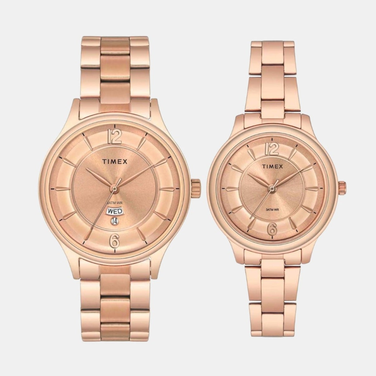Timex Empera Couple Quartz Rose Gold Dial Analog Stainless Steel Watch TW00PR273