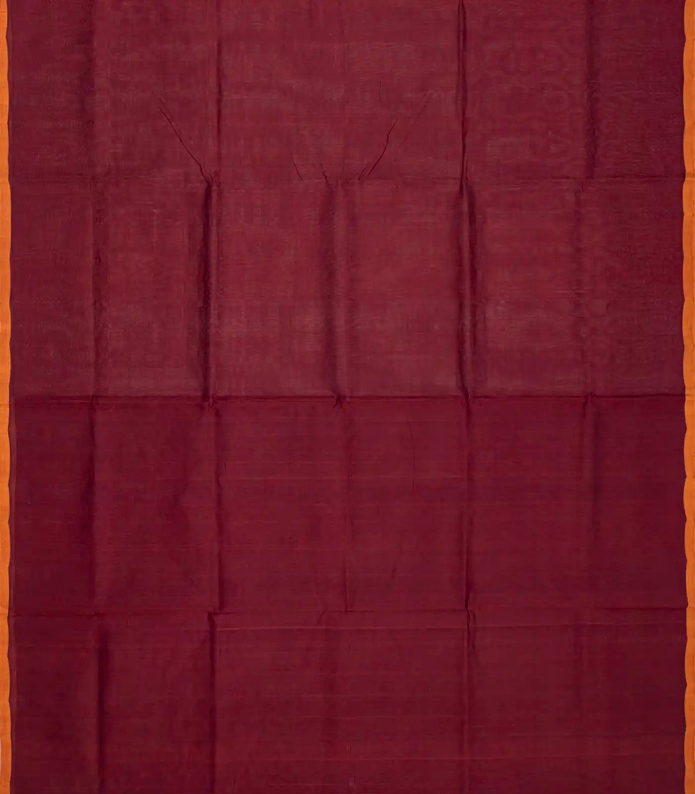 RmKV Crimson Handloom Silk Cotton Saree With Orange Selvage-Crimson - view 2