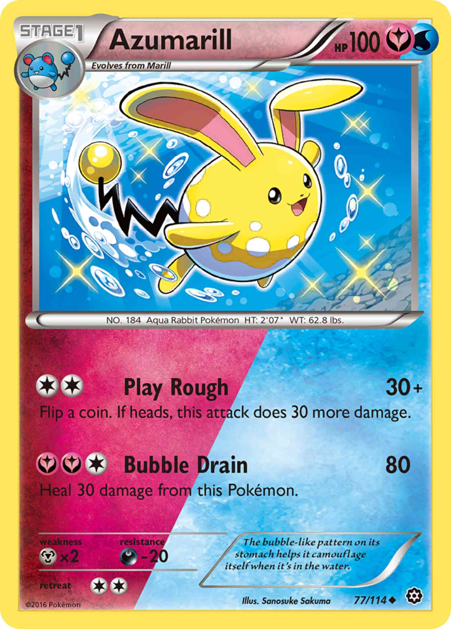 Uncommon xy11-77 reverse – Pokémon Azumarill - 77/114 - Uncommon [xy11-77] [Reverse Holo]