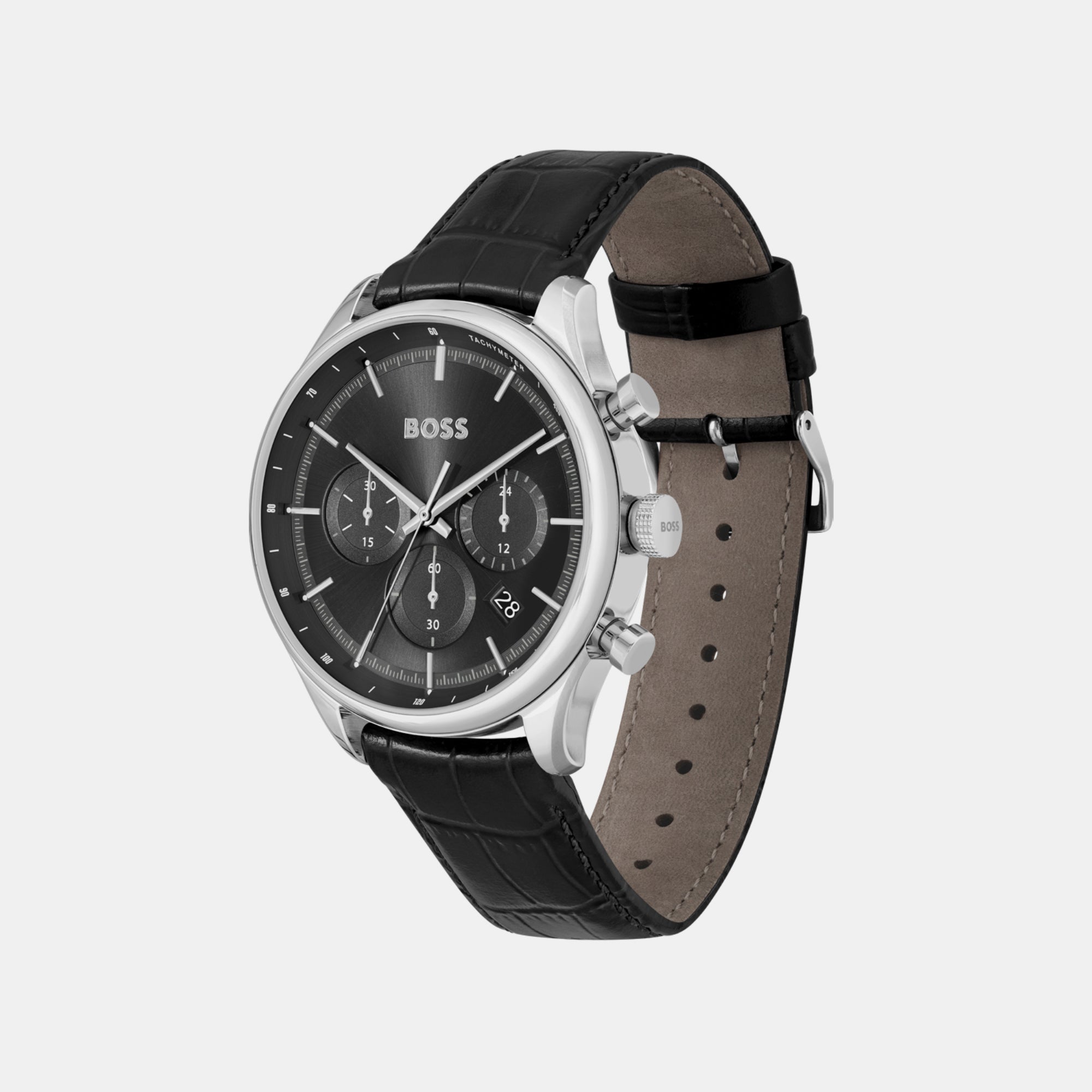 Boss Gregor Men Quartz Black Dial Chronograph Leather Watch 1514049 - view 2
