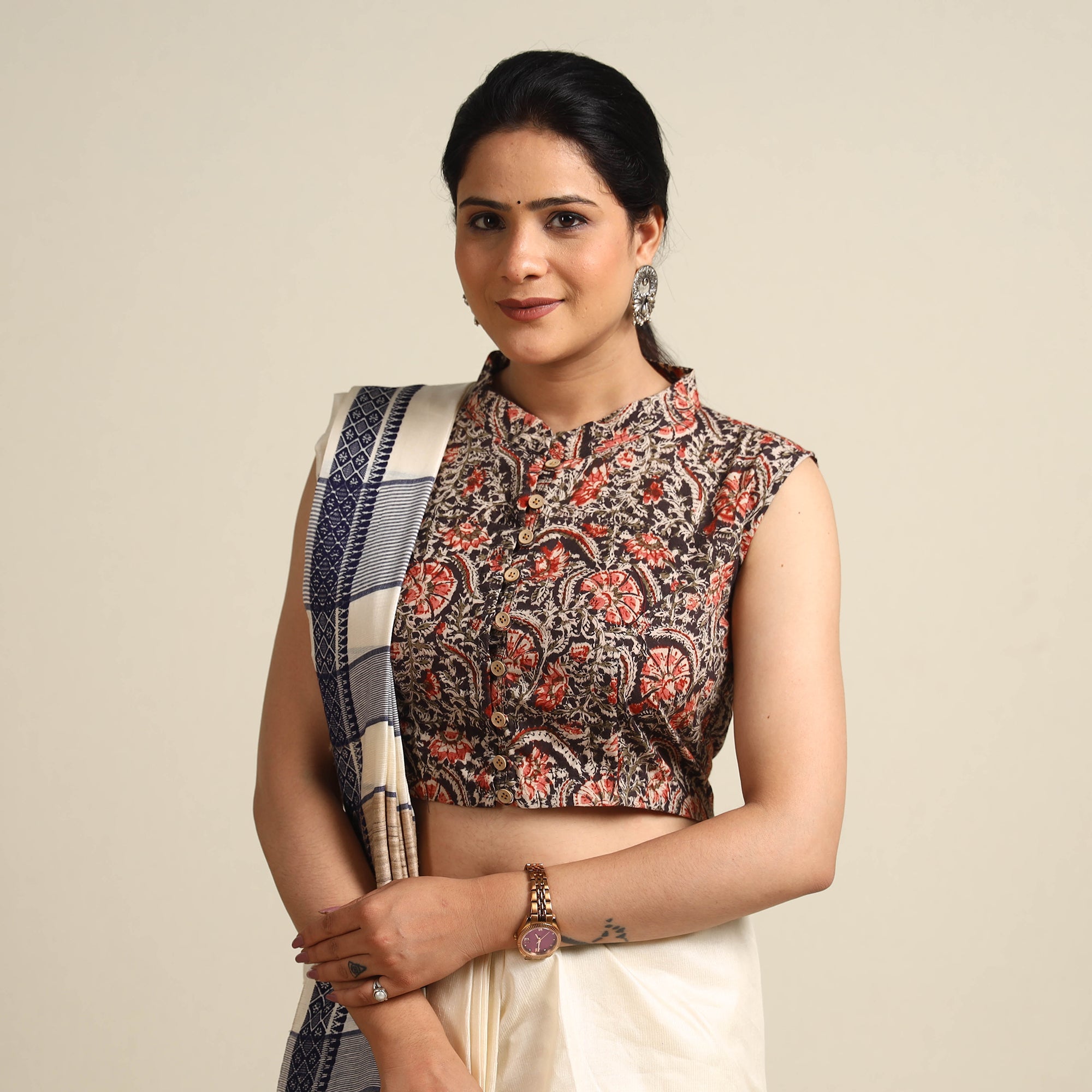 ITOKRI CASUALS Black - Kalamkari Block Printed Cotton Stitched Blouse